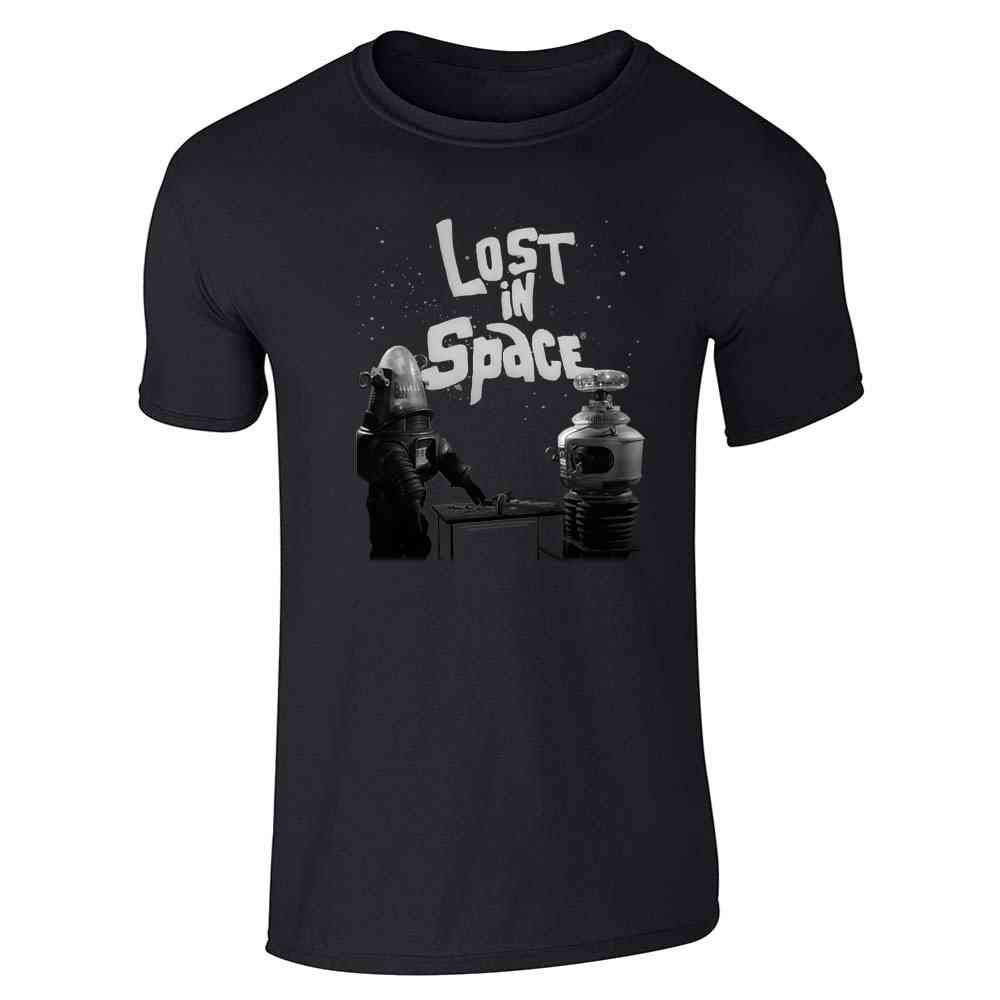 Pop Threads Lost in Space Robots Graphic T-Shirt for Men | Vintage Sci-Fi Design Cotton Tee | Casual Wear & Cosplay Outfit