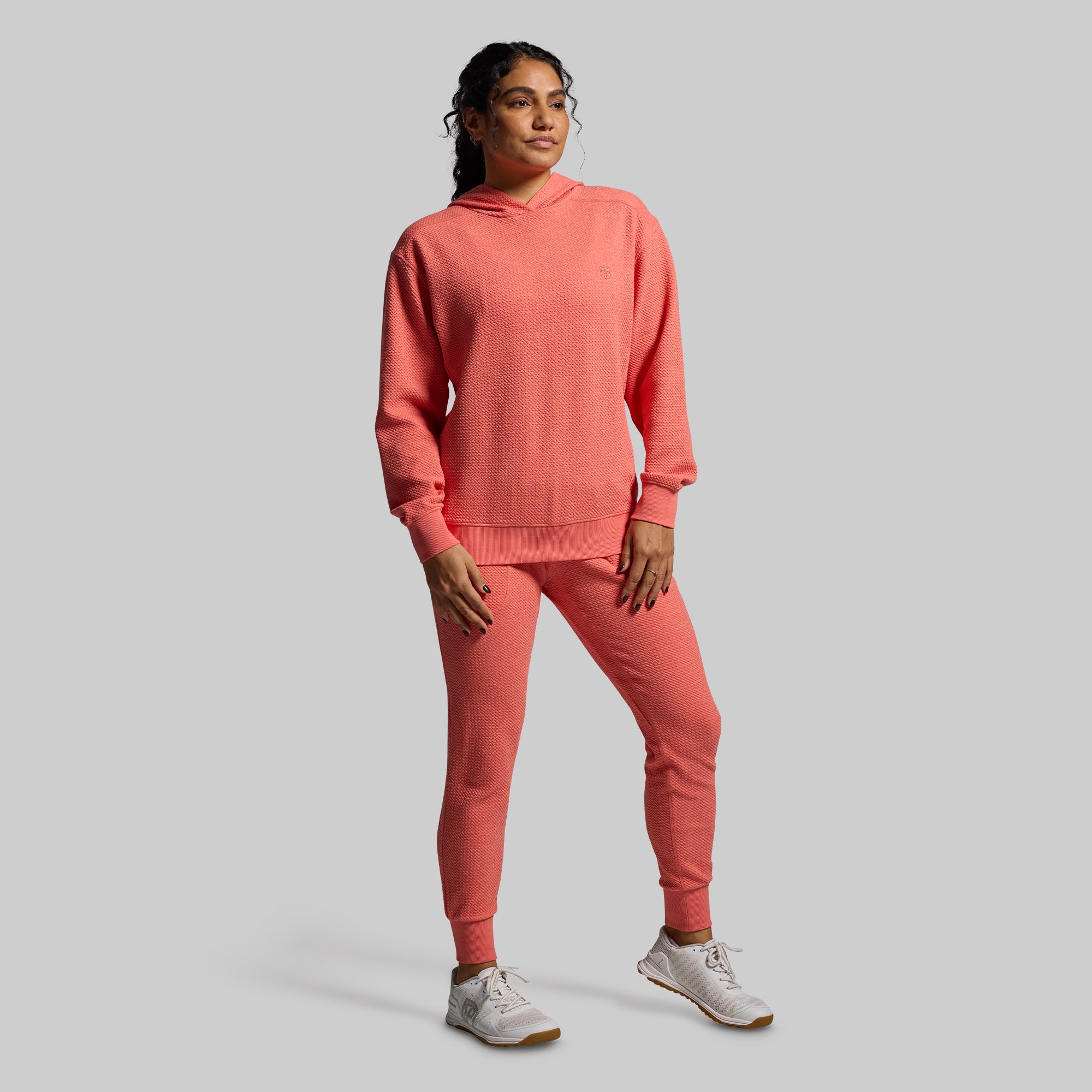 Women's Cloud Jogger Set - Soft Lounge Pants & Hoodie (Hot Peach) | Comfortable Athleisure Outfit for Yoga, Running & Casual Wear