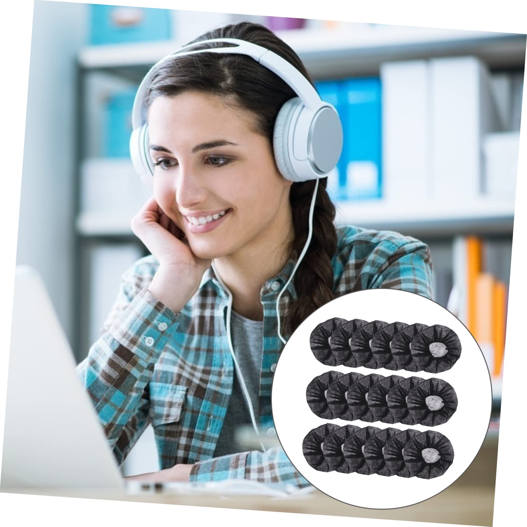 OSALADI 200 Pcs Disposable Headphone Covers - Hygienic Earphone Protectors for Shared Headphones, Comfort Fit for Gym, Workouts & Public Use - Perfect for Fitness Studios, Salons & Public Spaces