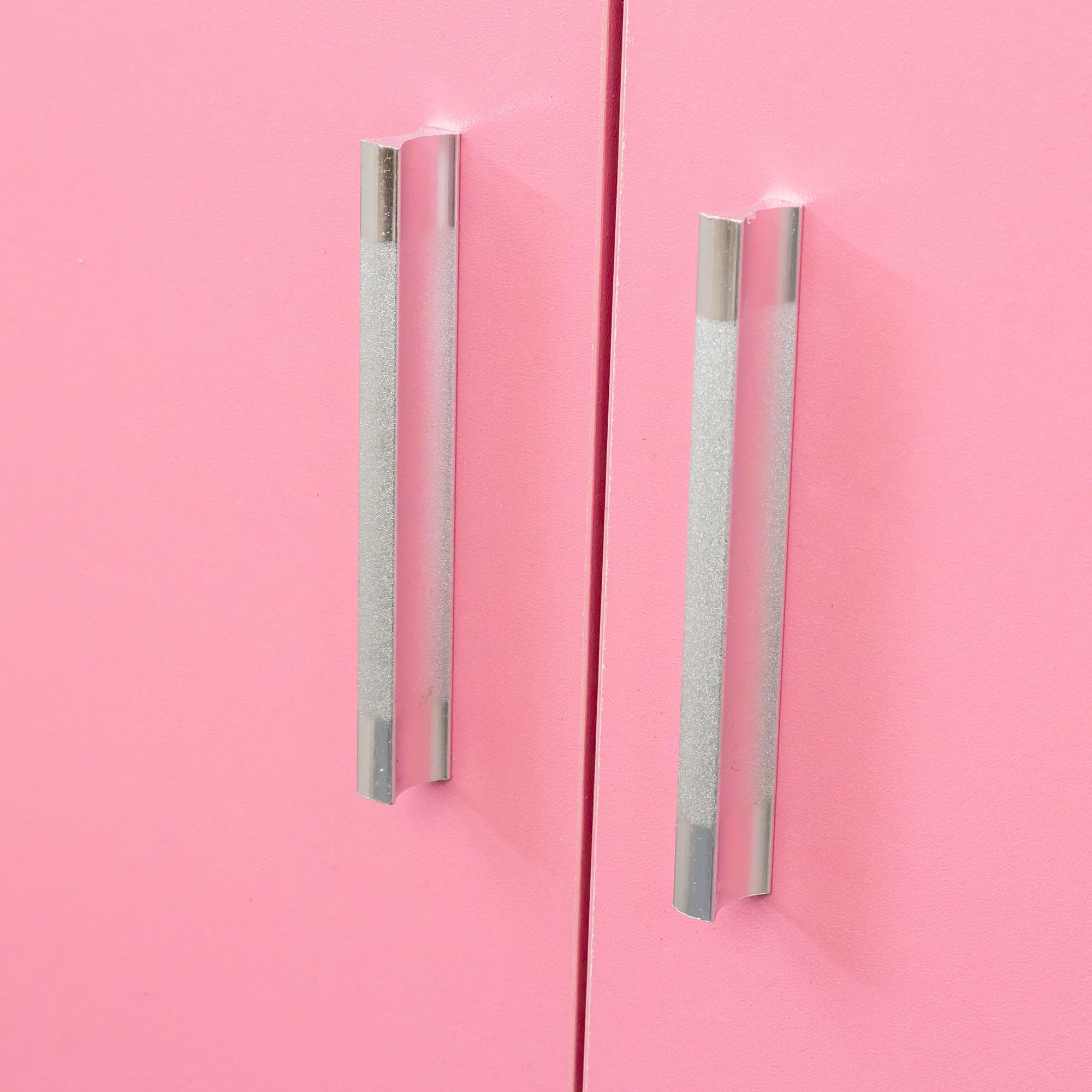 Modern Pink Wall Mounted Salon Cabinet - 2 Doors & Open Shelf Locking Storage for Barber Shop, Beauty Spa - Perfect for Organizing Hair Styling Tools, Salon Supplies & Equipment