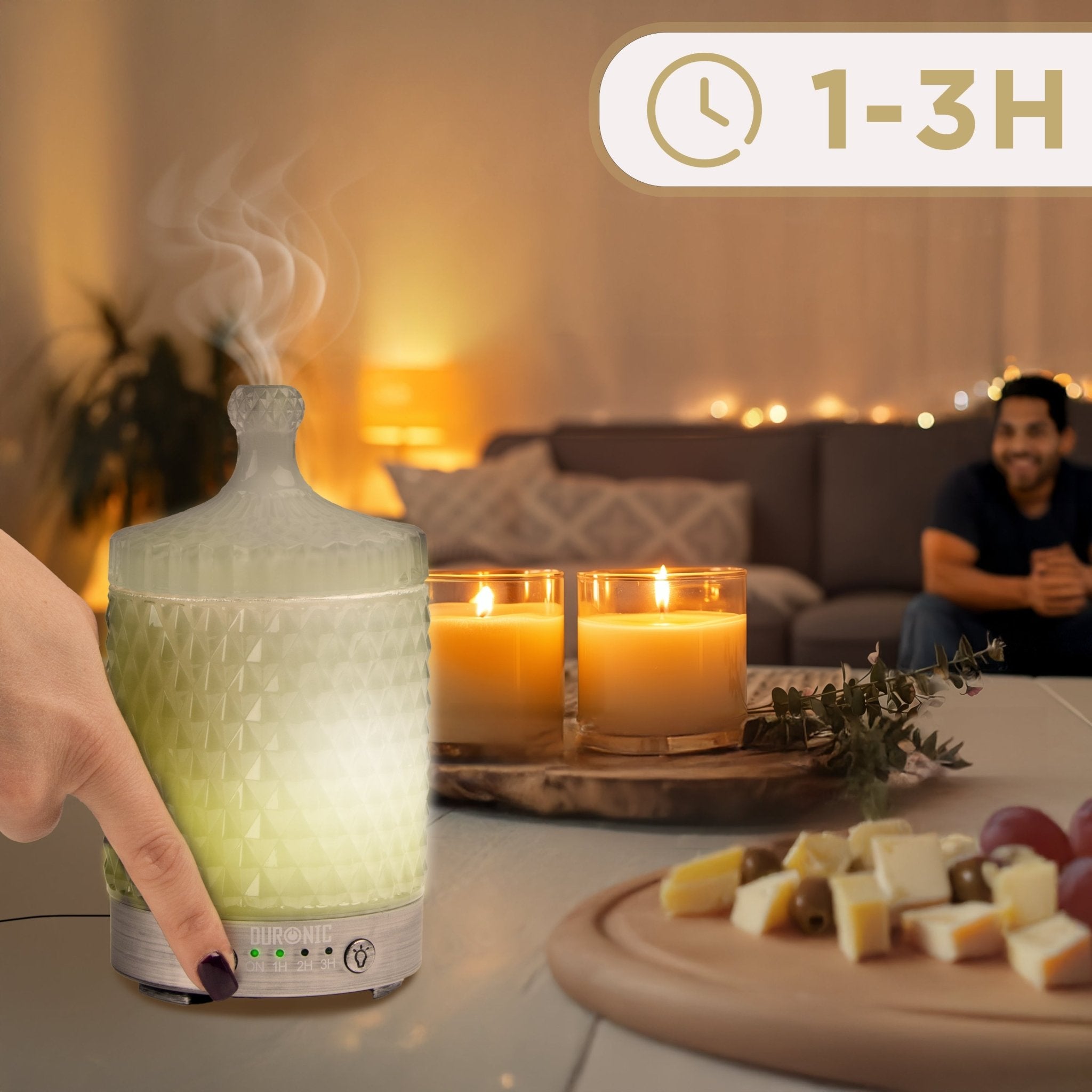 Duronic AD33 100ml Essential Oil Diffuser with 7 Color LED Lights - Ultrasonic Aromatherapy Humidifier for Home, Office, Bedroom & Spa - Perfect for Relaxation, Sleep & Stress Relief