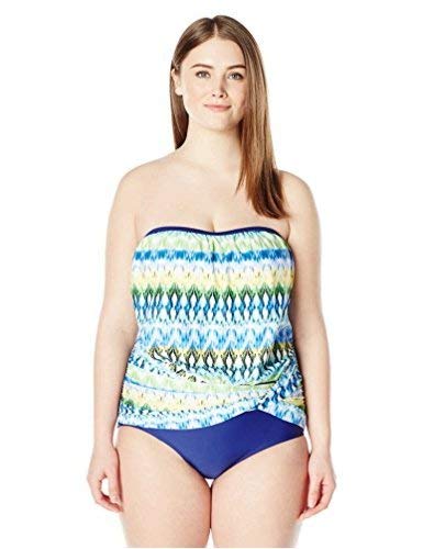Women's Ikat Print Blouson One Piece Swimsuit with Fixed Cups - Stylish Bathing Suit for Beach, Pool & Vacation | Flattering Swimwear for Women