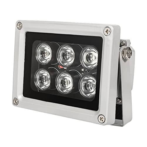 850nm 6-LED Infrared Illuminator with 60° Wide Angle - Waterproof Night Vision Light for IP Cameras & CCTV Security Systems - Perfect for Home Surveillance, Outdoor Monitoring and Low-Light Conditions