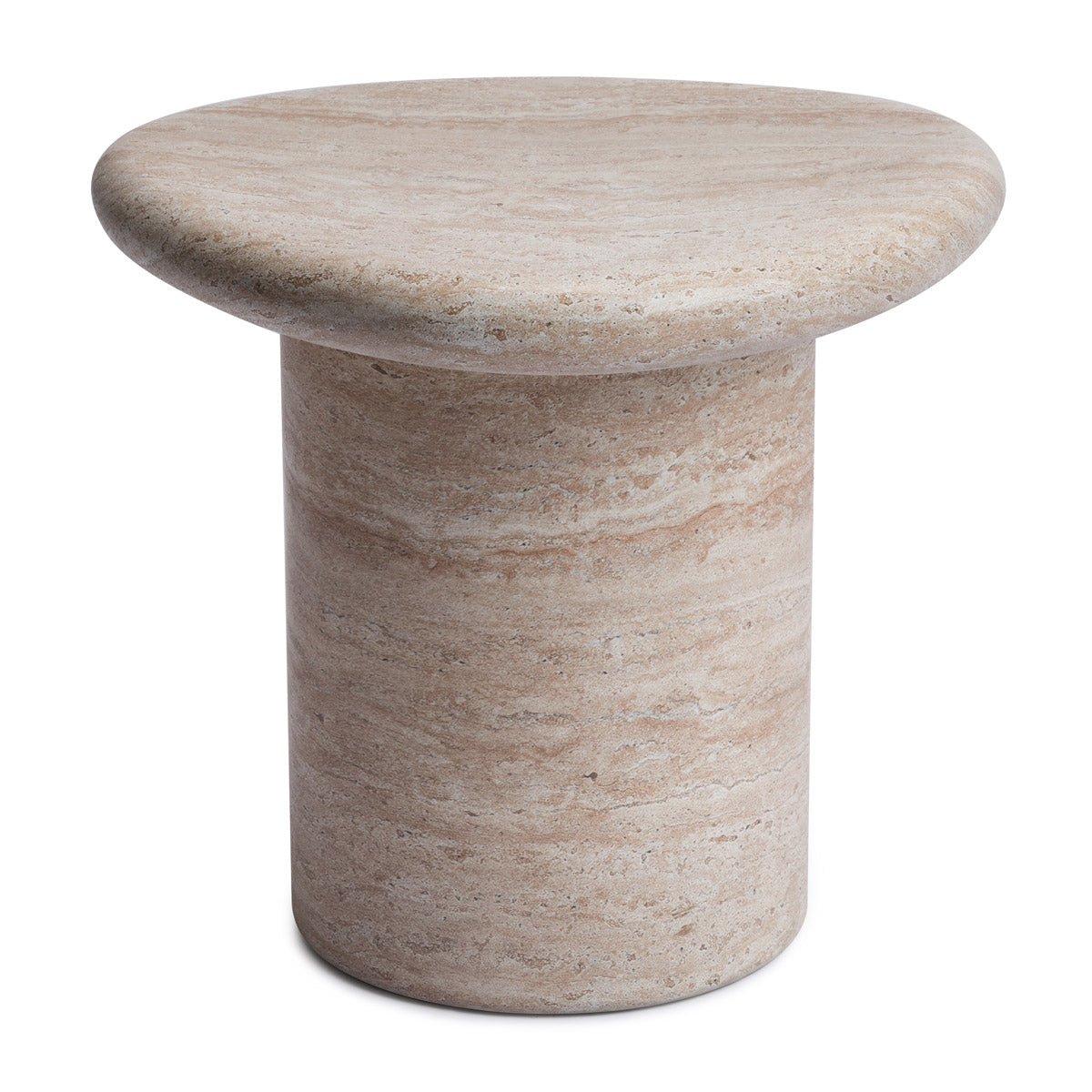 Azzurra Side Table - Travertine Finish - Modern End Table for Living Room, Bedroom & Office - Stylish Accent Table for Home Decor