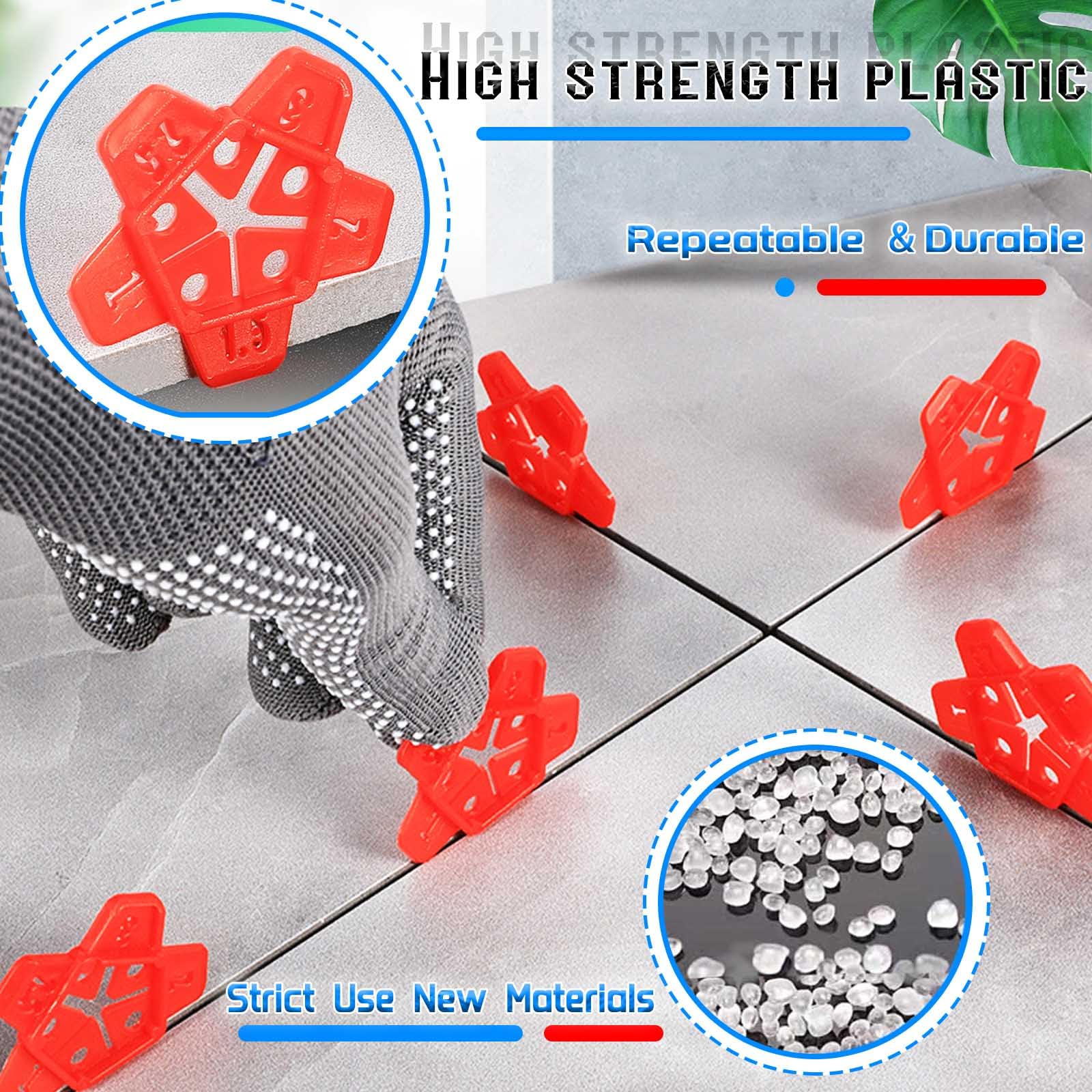 300pcs Reusable Plastic Tile Spacers - 5 Sizes in 1 (1-3mm) - U Shape Horseshoe Tile Leveling Spacers for Floor & Wall Tiles - Perfect for DIY Home Renovation, Bathroom & Kitchen Tiling Projects
