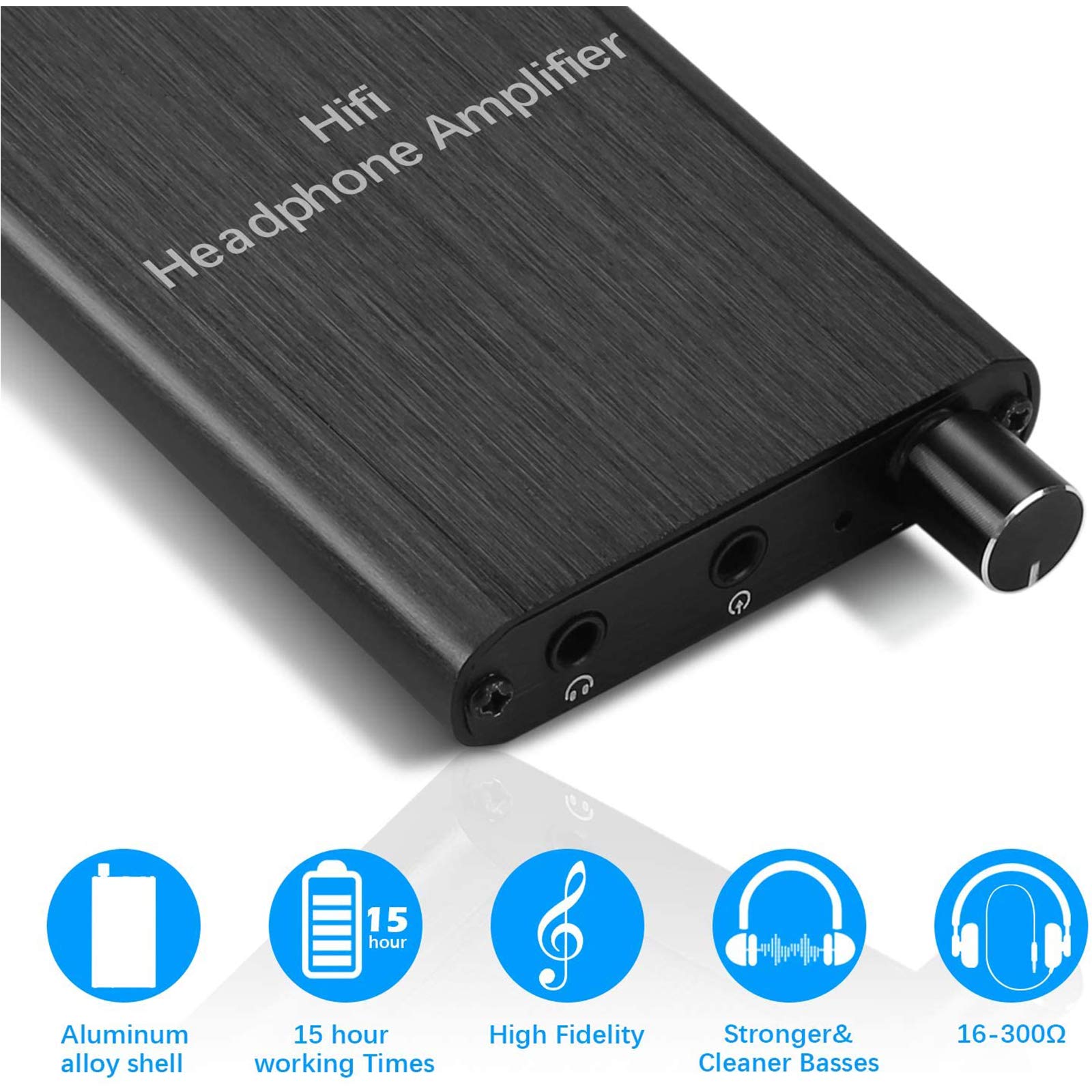 Portable HiFi Headphone Amplifier with 3.5mm Stereo Audio & Gain Switch - Supports 16-300Ω Impedance for MP3/MP4/Phones/PC/Xbox/PS4/PS5 - Perfect for Gaming, Music & Home Theater Systems