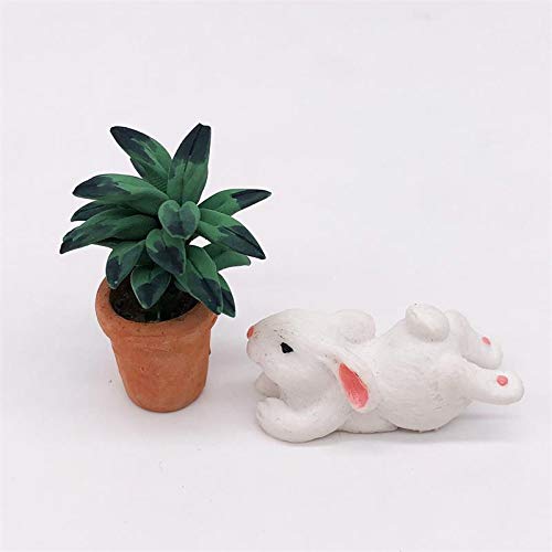 1:12 Scale Mini Green Leaf Pot Plant - Realistic Dollhouse Decoration Accessories for DIY Miniature Gardens & Home Decor