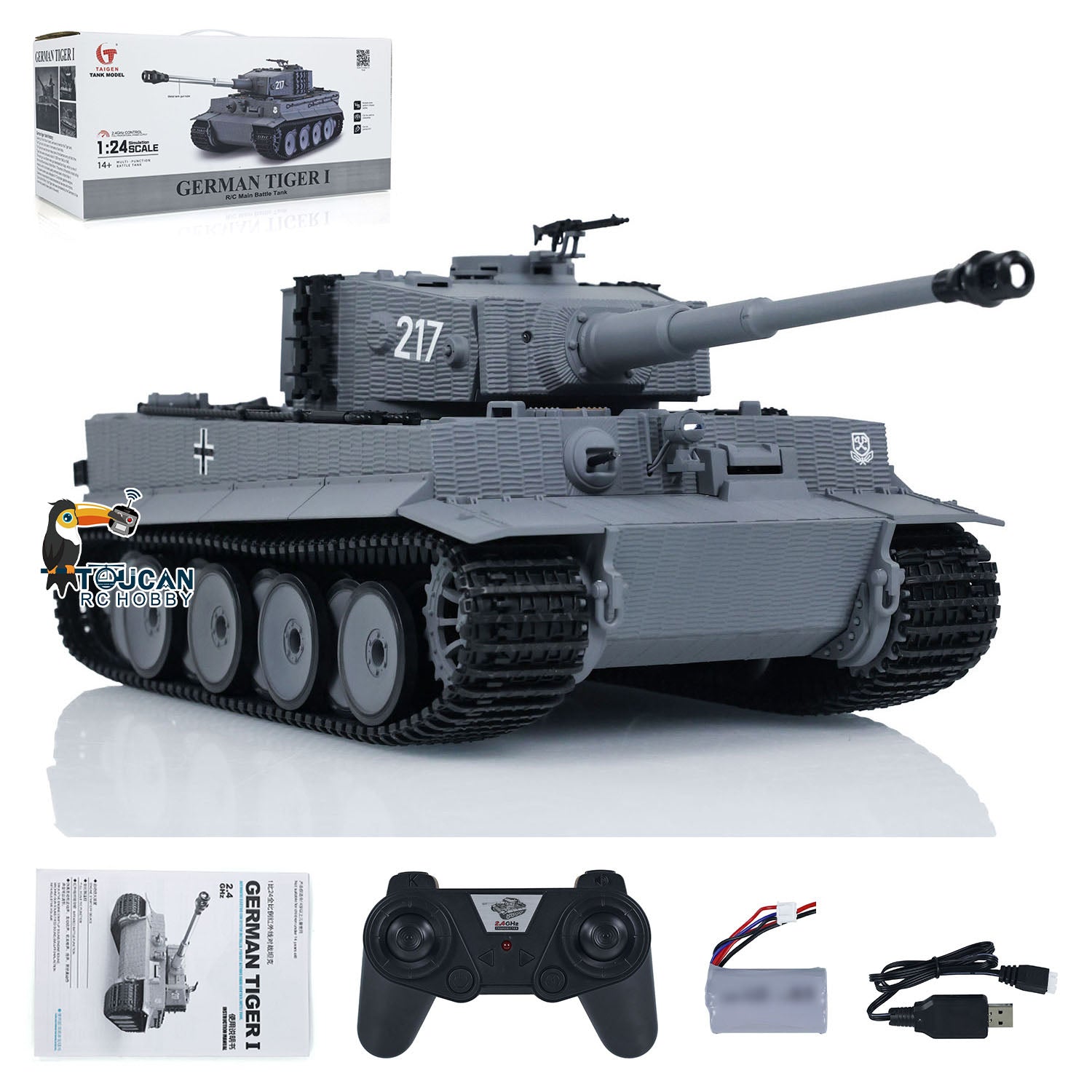 Taigen 1/24 Scale RC Battle Tank Tiger I - Remote Control Military Tank with Infrared Combat System, USB Charging, Pre-Assembled & Painted - Perfect for Collectors, Wargaming & Historical Reenactments