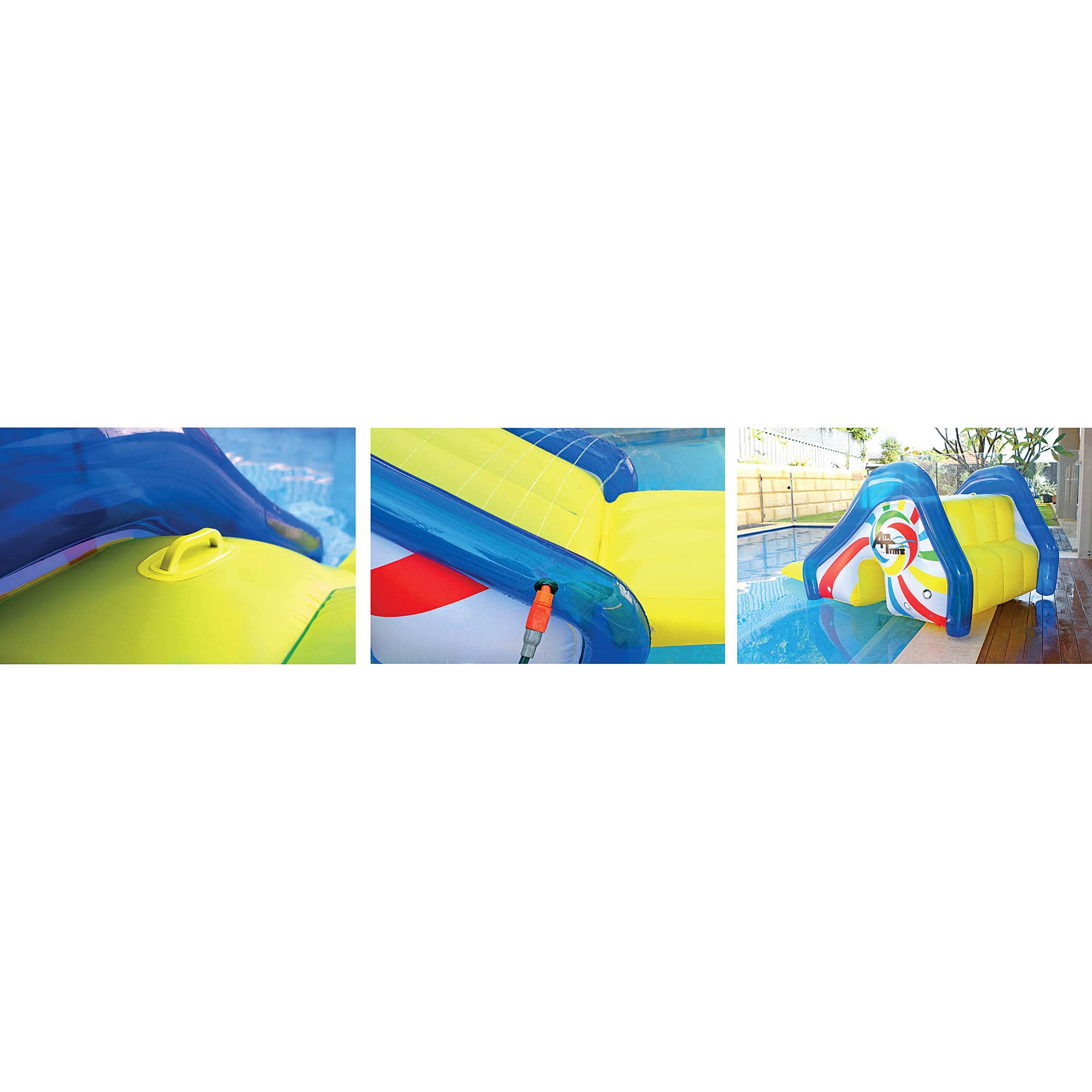 98-Inch Yellow and Blue Pool Slide with Attached Sprayer - Perfect for Backyard Water Fun and Kids' Summer Activities