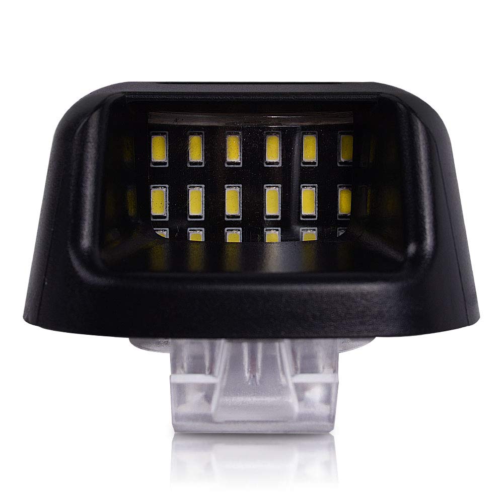Runmade RED 3 LED 18 SMD White License Plate Light Assembly - Smoke Lens Replacement for Nissan Frontier, Titan, Xterra, Armada, Equator - Perfect for Night Driving & Enhanced Vehicle Appearance