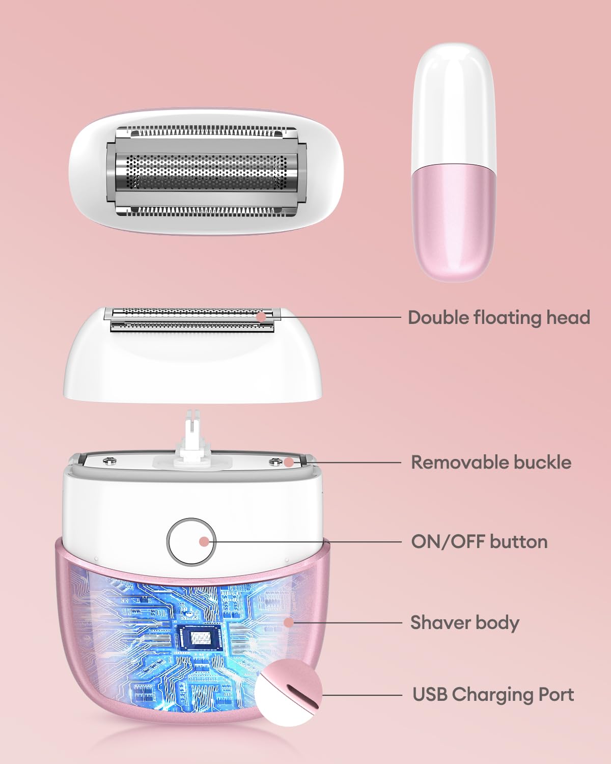 CkeyiN Women's Electric Razor - IPX65 Waterproof Electric Foil Shaver for Legs, Armpit & Bikini Area, Rechargeable Cordless Trimmer with Travel Pouch - Perfect for Home, Travel & Gym Use