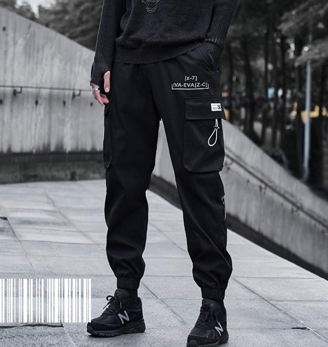 Astellarie Men's Techwear Jogger Pants - Hip Hop Streetwear Tactical Cargo Pants with Pockets | Punk Harem Style for Gym, Running & Urban Fashion