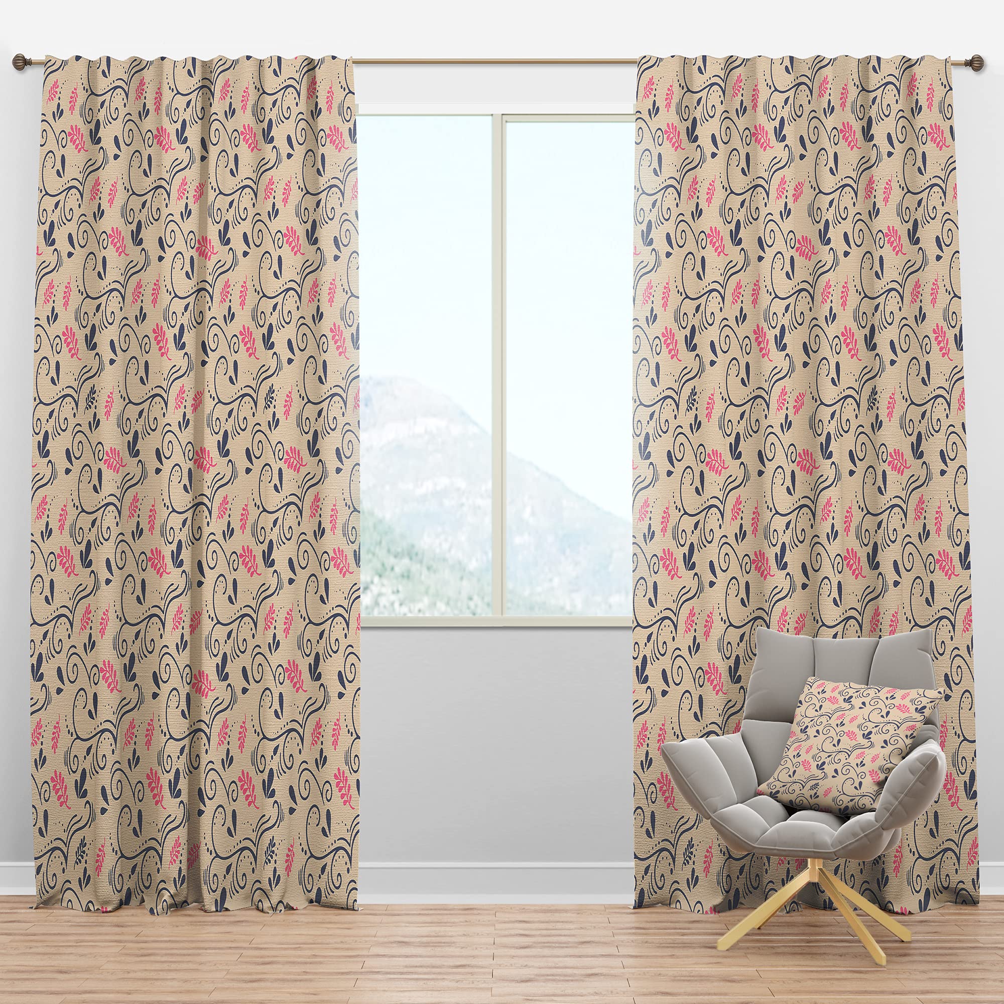 DesignQ Blackout Curtains - Retro Botanical Pattern X Thermal Insulated Single Panel (52x120 Inches) for Bedroom & Living Room - Noise Reducing & Energy Saving Window Drapes for Better Sleep & Home Decor