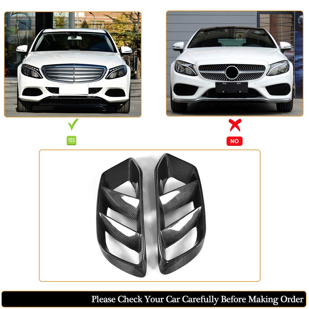 Carbon Fiber Fog Light Cover for Mercedes Benz C-Class W205 Sedan 2015-2019 | Front Bumper Canard Fender Scoop | High-Quality Replacement Part | Enhances Sporty Look & Aerodynamics (Perfect for Car Enthusiasts & Street Racing)
