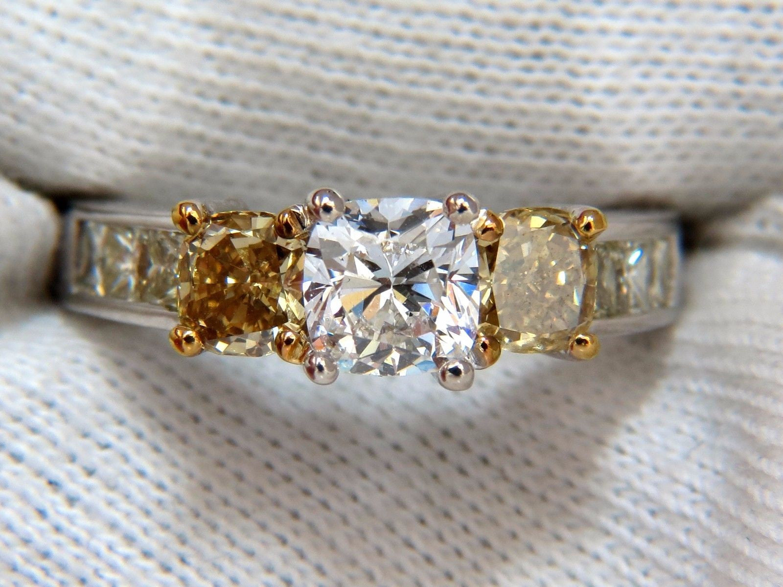 GIA Certified 1.01ct Cushion Cut Diamond & 1.02ct Fancy Yellow Diamond Engagement Ring - 14K Gold VVS2 Clarity - Perfect for Proposals, Anniversaries & Special Occasions