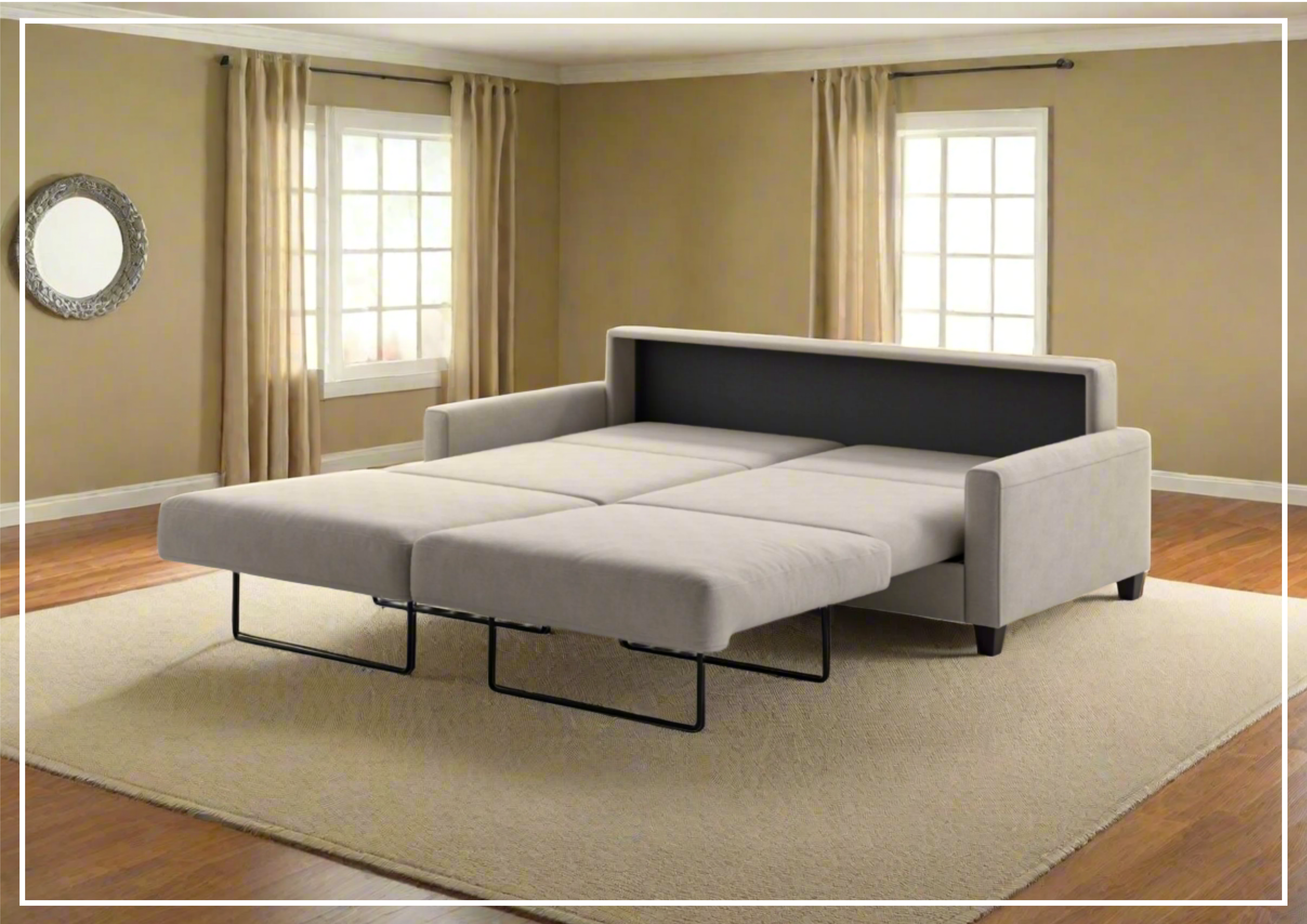 Luonto Nico Fabric Sleeper Sofa - Convertible Bed with Walnut or Chrome Legs - Full, Queen & King Size Options - Perfect for Small Spaces, Guest Rooms & Apartments
