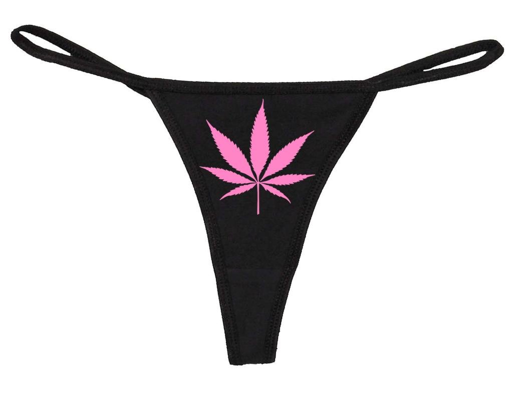 Knaughty Knickers Women's Cute Marijuana Leaf 420 Thong Underwear - Sexy Novelty Panties for Stoner Girlfriends, Bachelorette Parties & 420 Celebrations