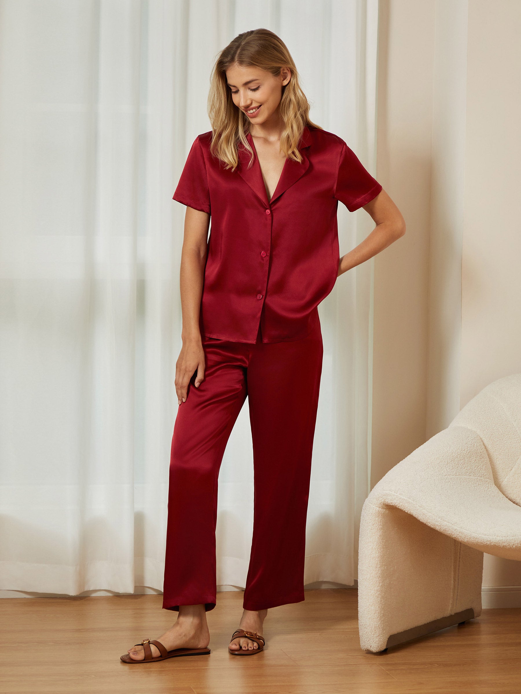 Luxury Yves Silk Pajama Set for Women - Soft & Breathable Sleepwear - Perfect for Nighttime Comfort & Lounge Wear