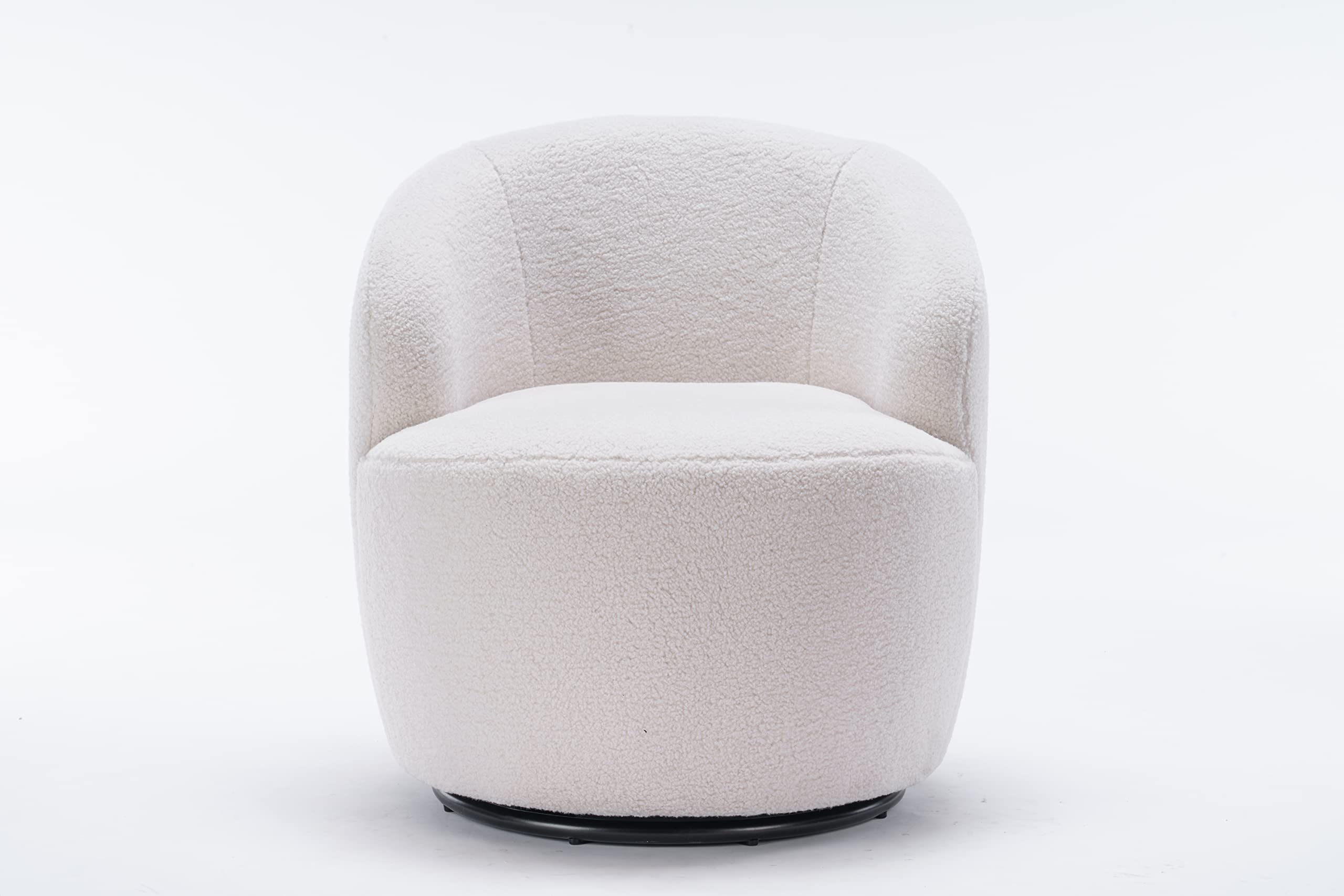 Homtique Small Swivel Barrel Chair - 360 Degree Rotating Comfy Round Club Chair with Boucle Fabric, Accent Armchair for Living Room, Bedroom, Apartment & Hotel Decor (Ivory-Teddy) - Perfect for Reading Nooks, Lounge Areas and Cozy Corners
