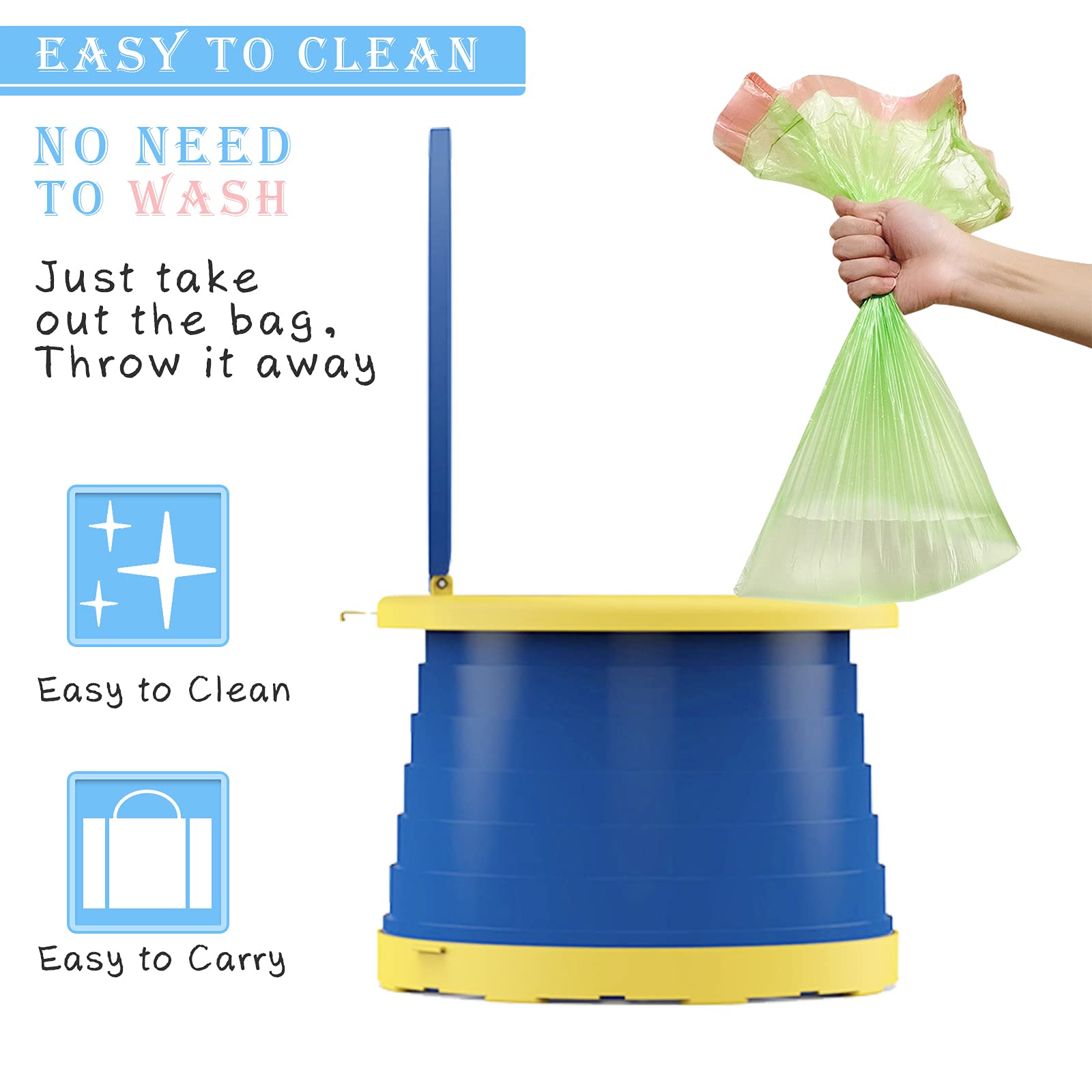 Foldable Portable Potty Seat for Toddlers - Kids Travel Training Toilet Chair with Storage Bag | Indoor & Outdoor Use for Home, Camping, Travel & Emergency Situations (Blue)