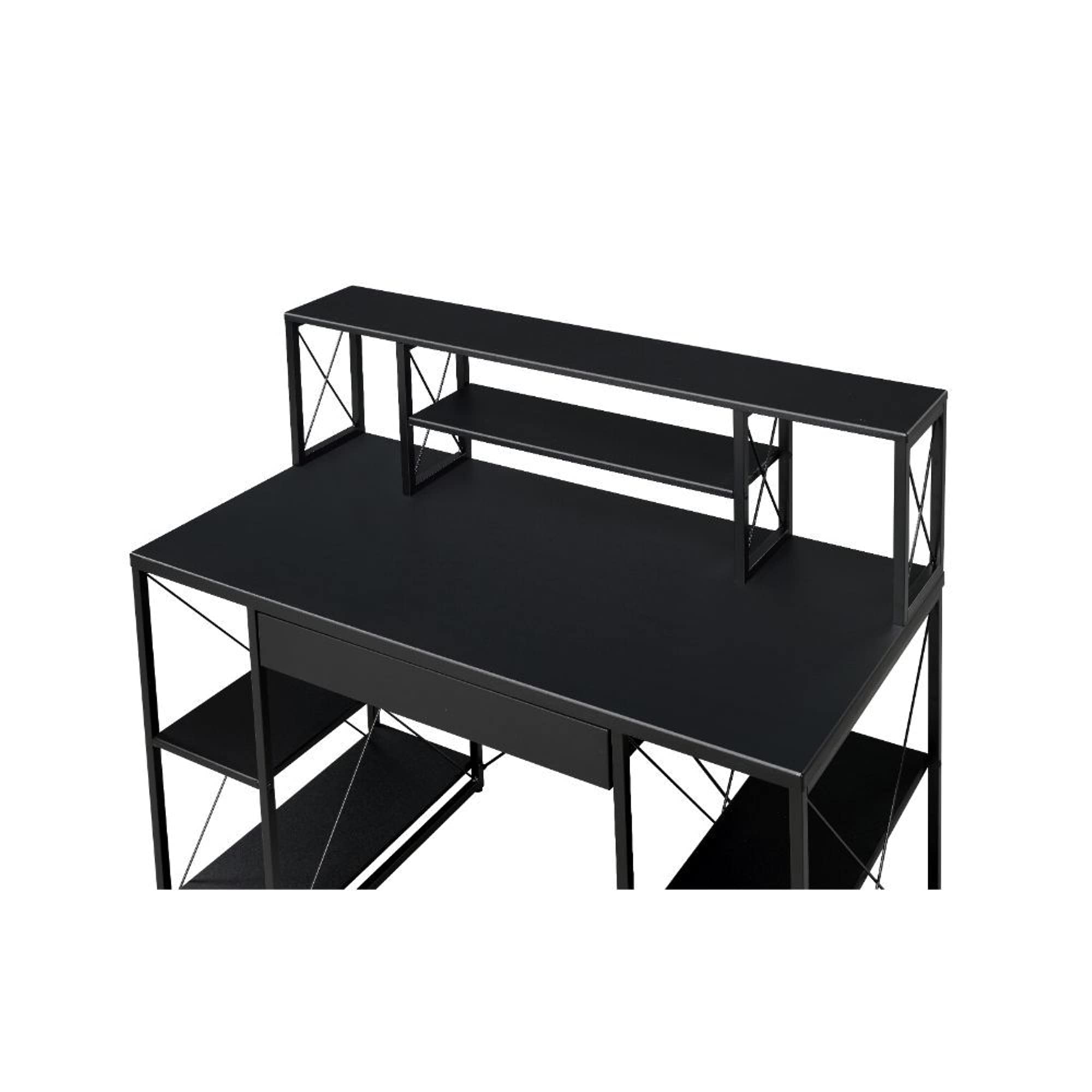 Amiel Music Recording Studio Desk - Durable & Stylish Home Office Furniture with Open Shelving, Hutch & Drawers | Perfect for Music Production, Gaming Setup & Remote Work