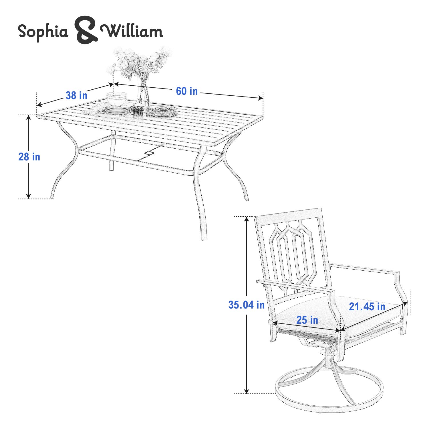 Sophia & William 5-Piece Patio Dining Set - 37