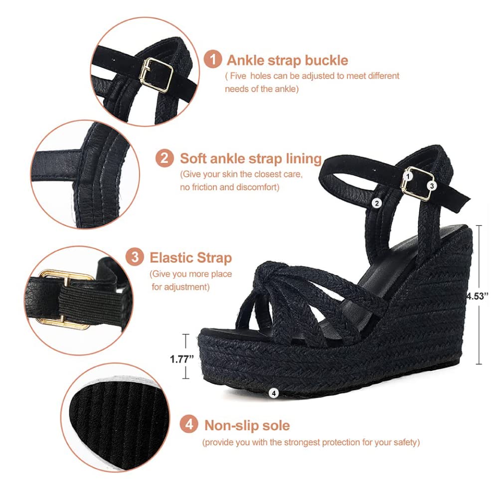 mikarka Women's Platform Ankle Strap Sandals - Open Toe Espadrille Wedge Summer Shoes for Casual Wear | Beach, Vacation & Everyday Comfort