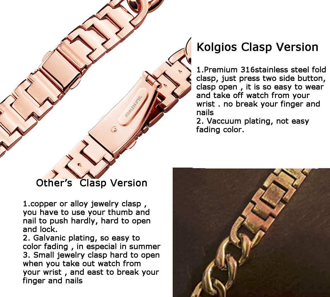 Kolgios 38mm 40mm 41mm 42mm 44mm 45mm 46mm Women's Fashion Smartwatch Bands - Compatible with Apple Watch Series 10/9/8/7/6/SE/5/4 - Stylish Replacement Bracelet Strap for iWatch - Perfect Gift for Her - Ideal for Workouts, Office Wear & Everyday Fashion Accessory