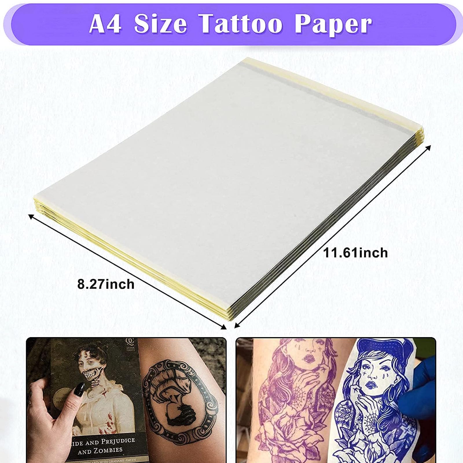 Usiriy Tattoo Stencil Transfer Paper - 25 Sheets Thermal Tracing Paper for Tattoo Artists, A4 Size 4-Layer Printable Temporary Tattoo Transfer Kit | Perfect for Professional Tattooing, Skin Art & DIY Temporary Tattoos