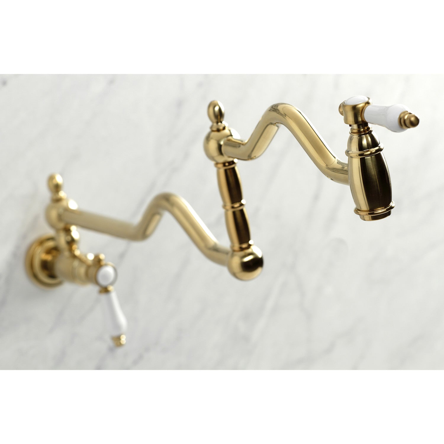 Bel Air KS2107BPL Brushed Brass Two Handle Pot Filler Faucet - Perfect for Kitchen Sink, Stove & Cooking Area