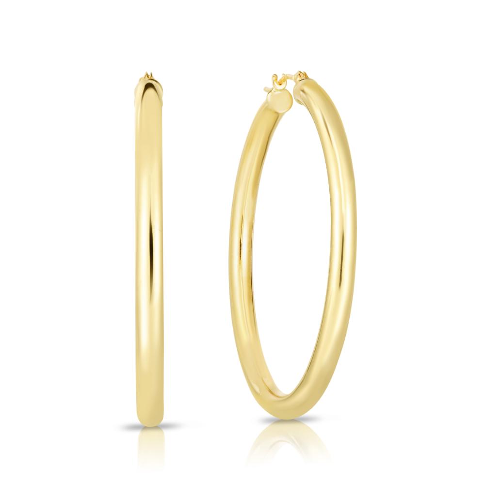 10K Gold 3x40mm Hoop Earrings for Women - Classic Dainty Huggie Hoops - Perfect for Everyday Wear, Gifts & Special Occasions