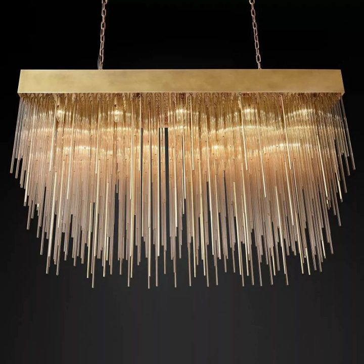 Cassie 54-Inch Rectangular Chandelier - Modern Crystal Ceiling Light Fixture for Dining Room, Living Room & Bedroom Lighting