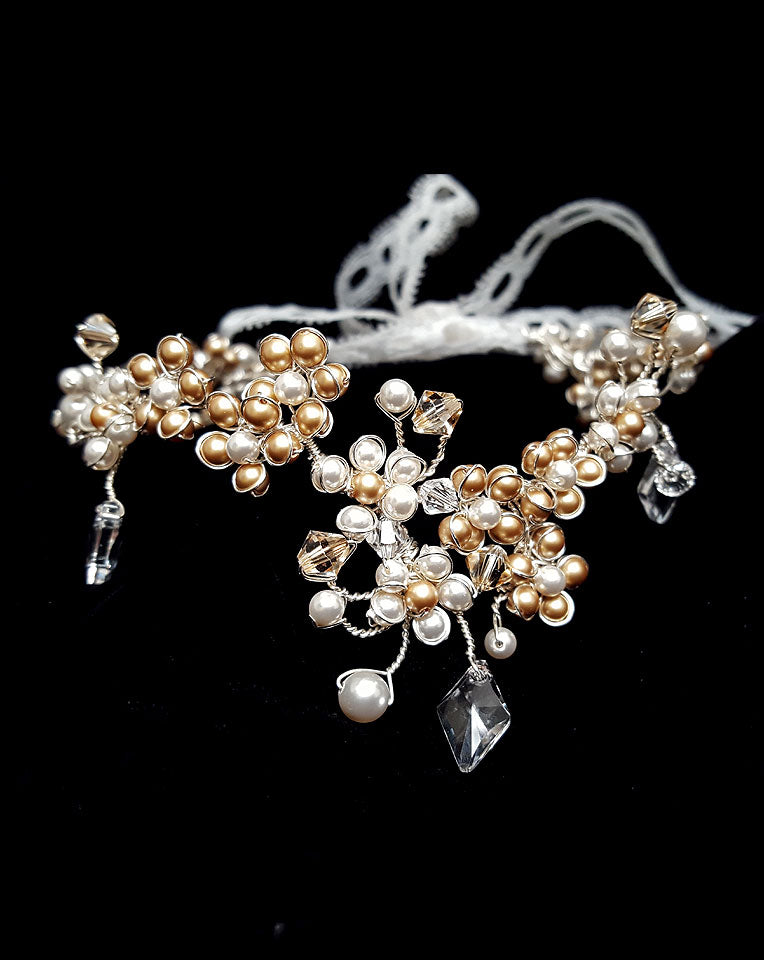 Elegant Bohemian Floral Bridal Armband - Serena Small by Kezani | Perfect for Weddings, Boho Bridal Accessories & Festival Fashion