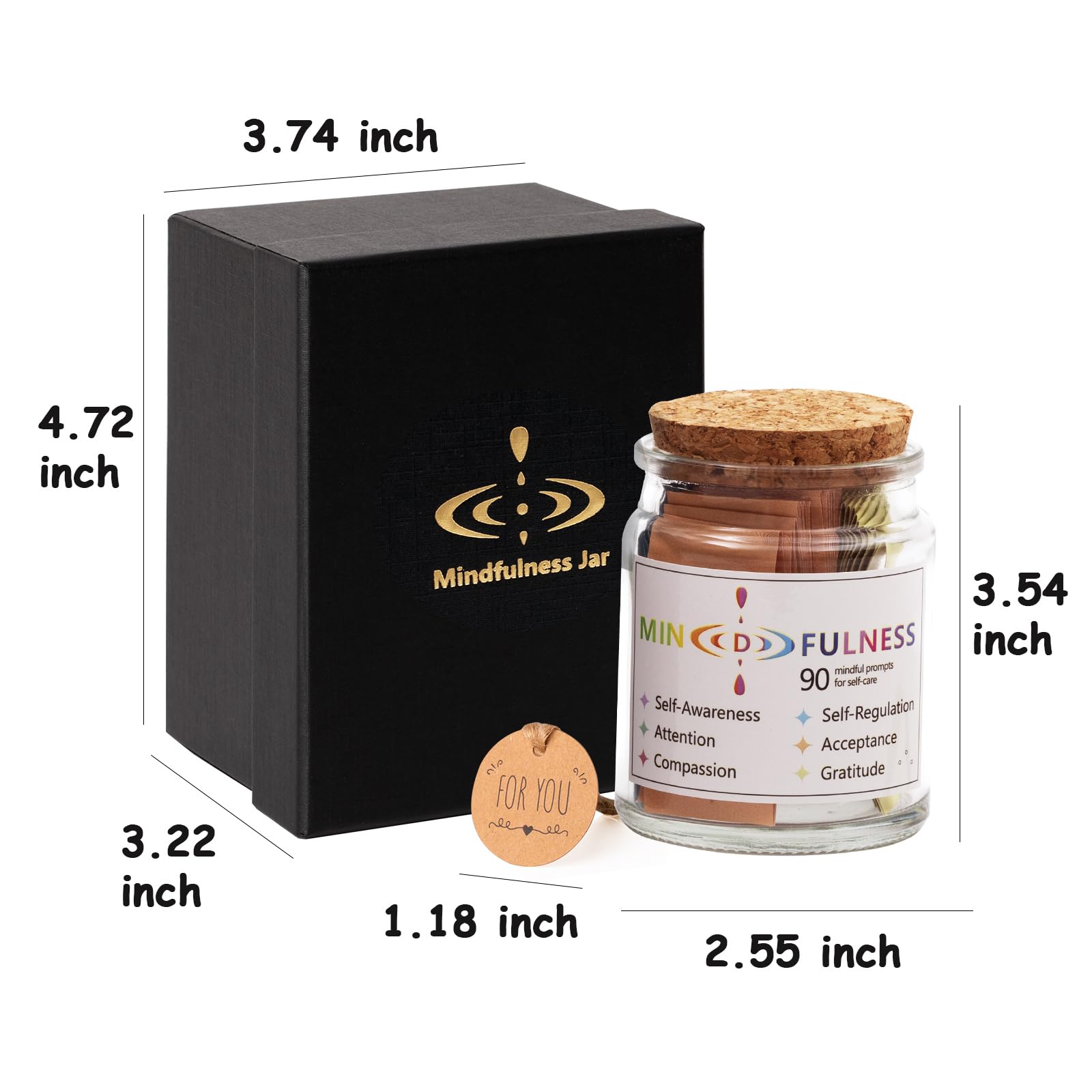 Qunrwe Positive Affirmations Cards Jar - Inspirational Meditation & Mindfulness Cards for Anxiety Relief, Motivational Gifts for Women, Men, Friends & Coworkers (Great for Mother's Day, Easter, Birthdays, Office Decor & Daily Self-Care Routine)