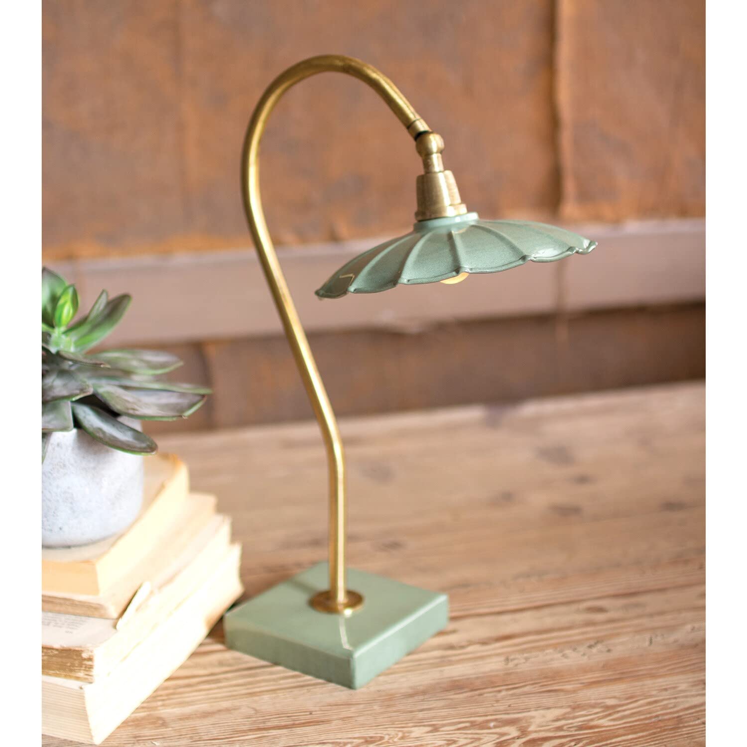 KALALOU NDE1368 Brass & Grey Table Lamp - Modern Home Office Bedroom Lighting Decor for Living Room, Study, or Nightstand