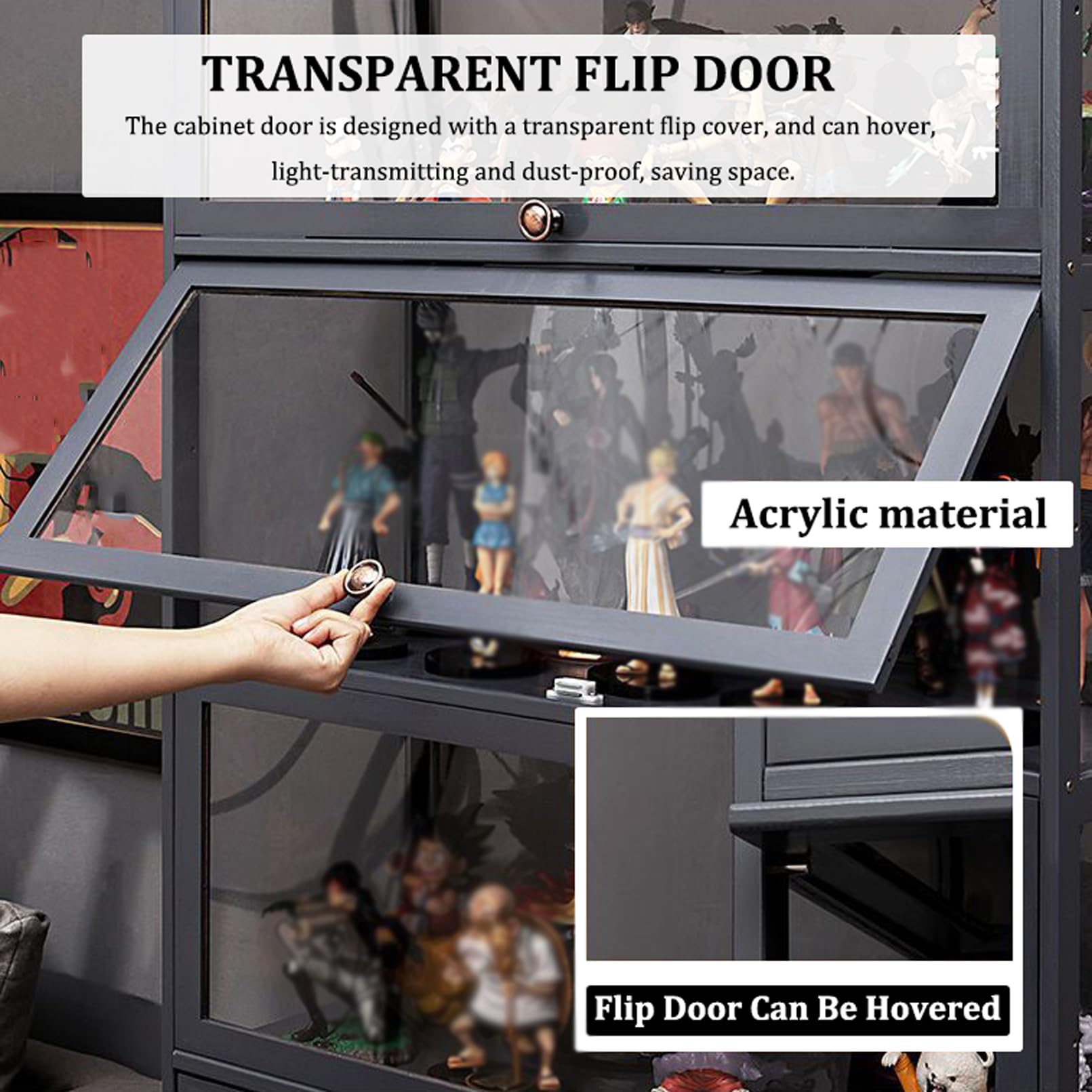 Acrylic Display Case for Collectibles - Clear Glass Cabinet for Action Figures & Toys - China Cabinet & Curio Storage Organizer - Perfect for Home Decor, Office Display & Collectible Showcase