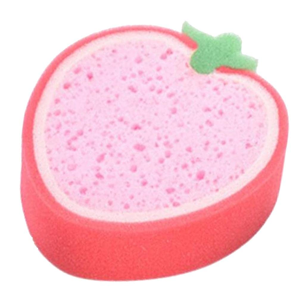 Strawberry-Shaped Cartoon Fruit Sponge for Kids Bath & Dishwashing - Soft, Safe & Fun Cleaning Sponge for Children's Bath Time & Kitchen Use