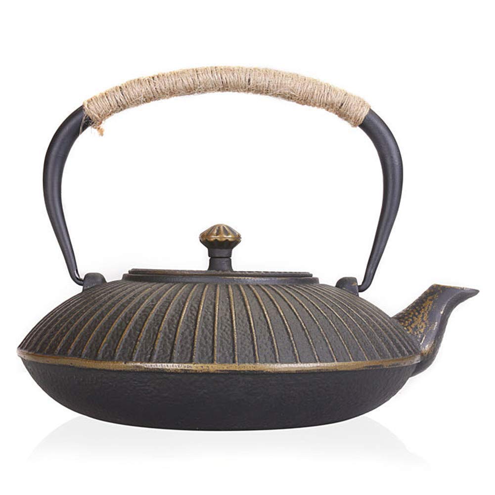 Premium JHSHENGSHI Cast Iron Teapot with Infuser - 1.15L Capacity, Elegant Gold Bar & Umbrella Design - Perfect for Loose Leaf Tea Brewing, Home Tea Ceremonies & Gift Giving