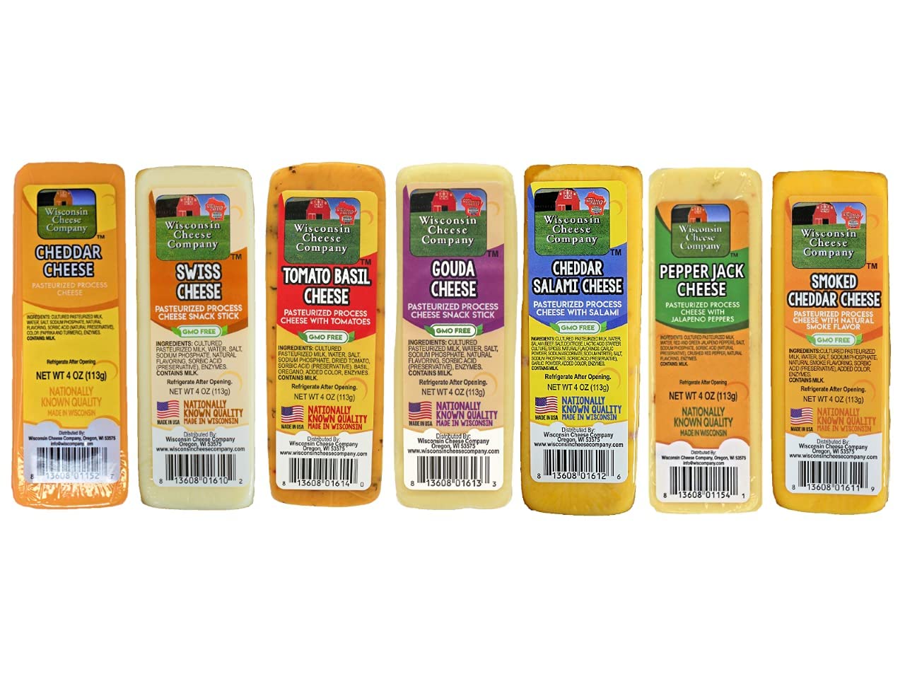 Premium Wisconsin Cheddar Salami Cheese - 100% Natural, 4 oz Blocks (Pack of 6) | Perfect for Charcuterie Boards, Cheese Platters, Gifts & Party Snacks | Authentic Wisconsin Cheese Company Product