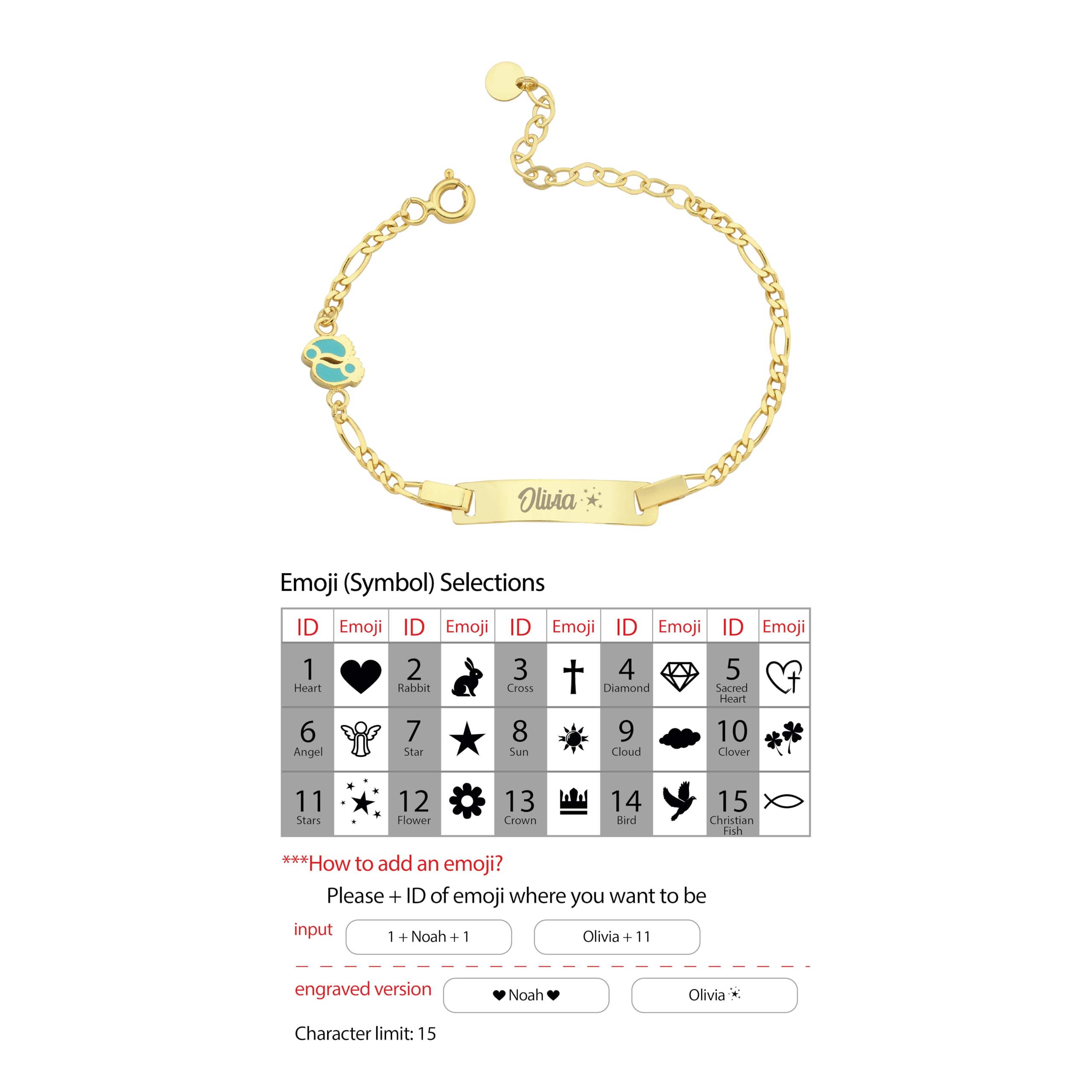 14K Solid Gold or Gold Plated Baby ID Bracelet with Footprint - Personalized Newborn Name Bracelet - First Birthday Gift for Baby Girl or Boy - Perfect for Christening, Baby Shower & Special Occasions
