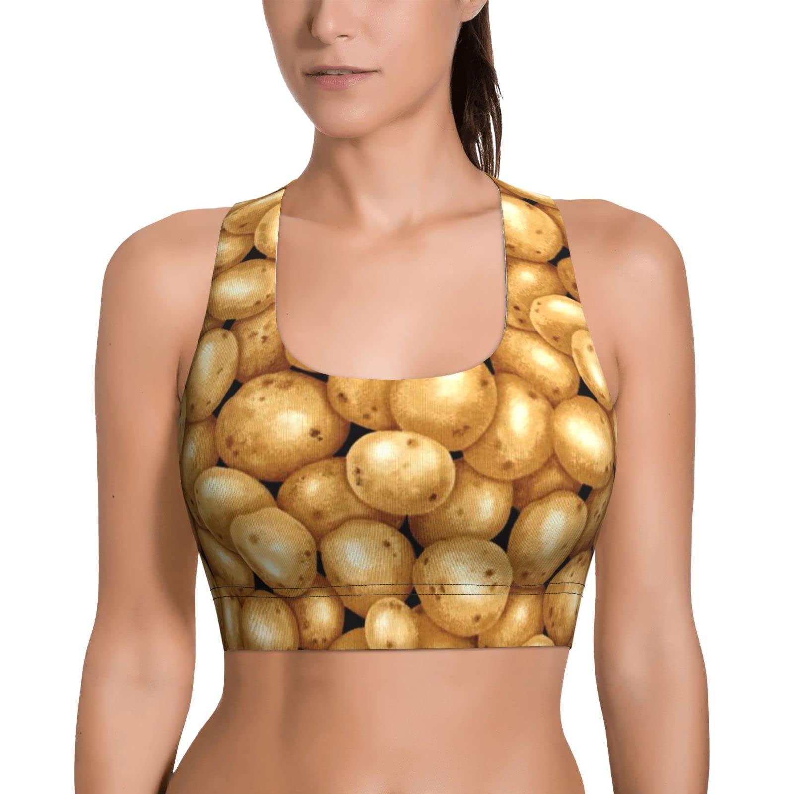 Best Women's Sports Bras for Workout & Fitness - Racerback Gym Activewear for Running, Yoga & Training - Comfortable & Supportive for High-Intensity Exercise (Garden Potatoes) - Perfect for Gym, Running, Yoga & Everyday Wear