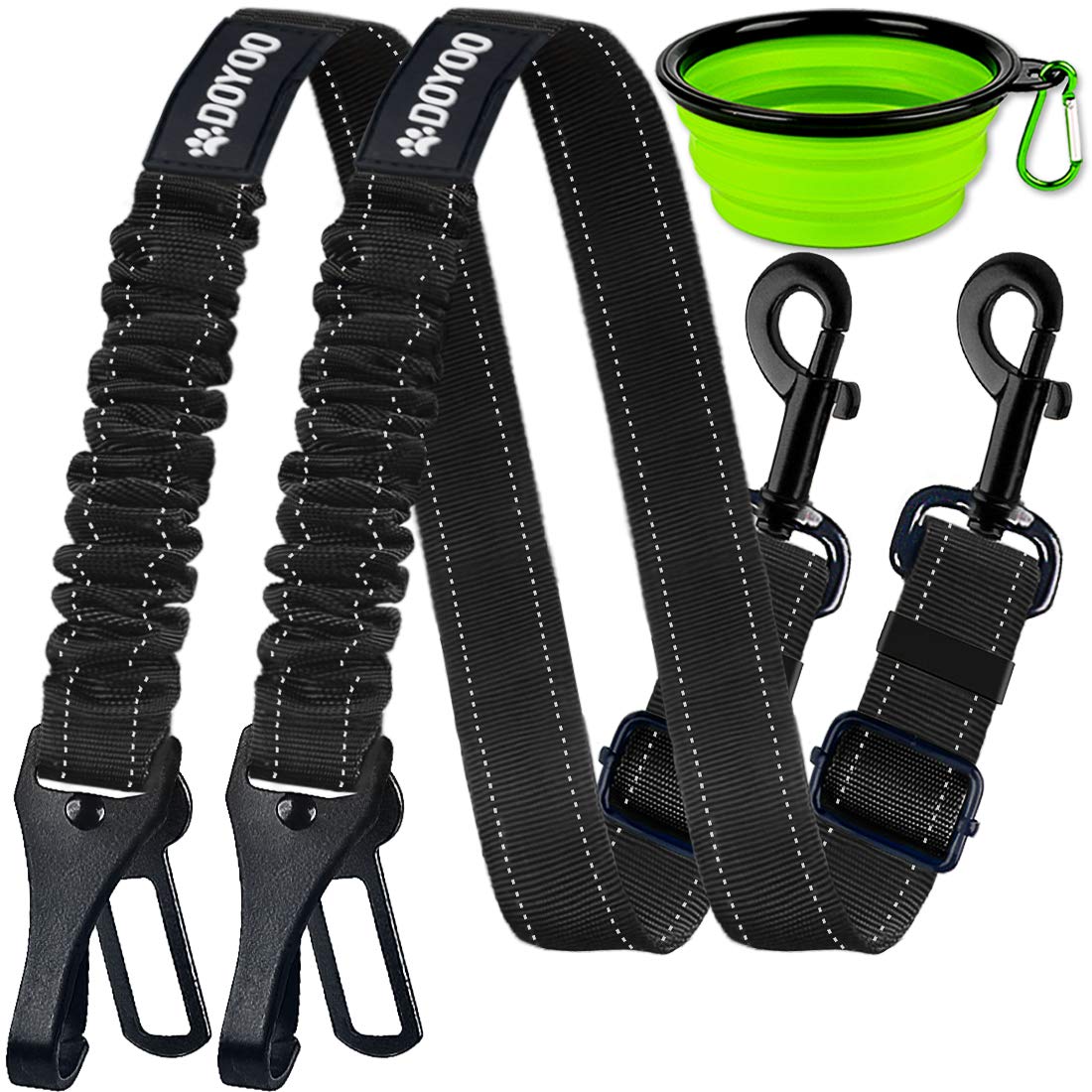 DOYOO 2-in-1 Adjustable Heavy Duty Dog Seat Belt - Reflective Elastic Pet Car Harness for Safety, 2 Pack - Perfect for Road Trips, Vet Visits & Daily Car Rides with Your Dog