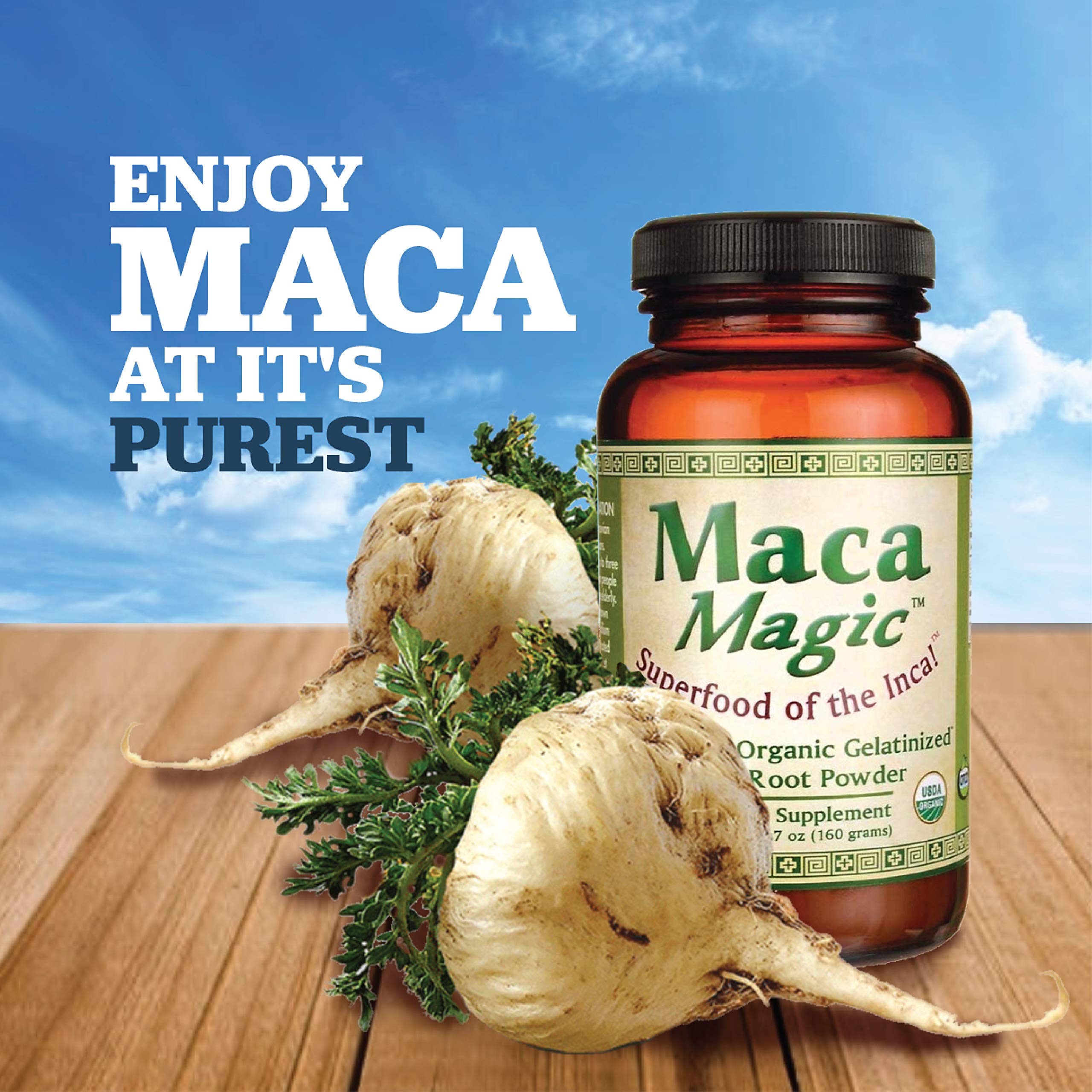 Organic Maca Powder Superfood - 100% Pure Peruvian Gelatinized Black, Red, Purple & Yellow Maca Blend (5.7 oz) - USDA Certified, Premium Grade for Energy, Hormone Balance & Vitality - Perfect for Smoothies, Baking & Wellness Drinks