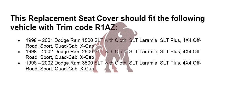 1998-2002 Dodge Ram 1500 2500 3500 SLT Laramie Custom Fit Cloth Seat Covers with Dark Gray Skirt - Perfect for Truck Protection & Interior Upgrade | Choose Your Style