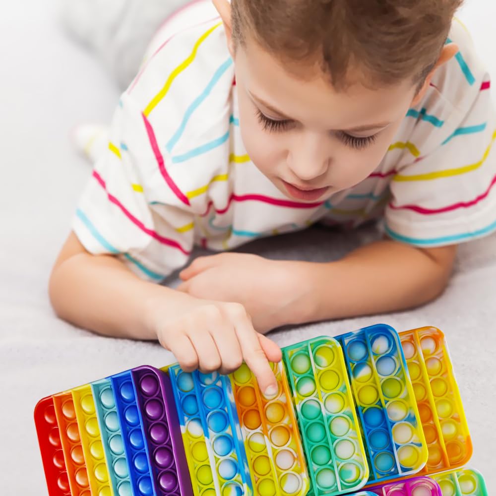 12 Pack Pop Bubble Fidget Sensory Toys - Stress Relief & Anxiety Relief for Kids & Adults - Party Favors, Birthday Gifts, Classroom Prizes - Perfect for ADHD, Autism, Office & Travel Stress Relief