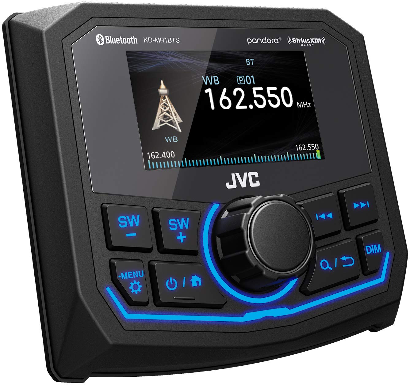 JVC KD-MR1BTS Bluetooth Marine Stereo Receiver with Kicker Marine OEM Replacement Speakers - White | Waterproof Boat Audio System for Boats, Yachts & Marine Vehicles