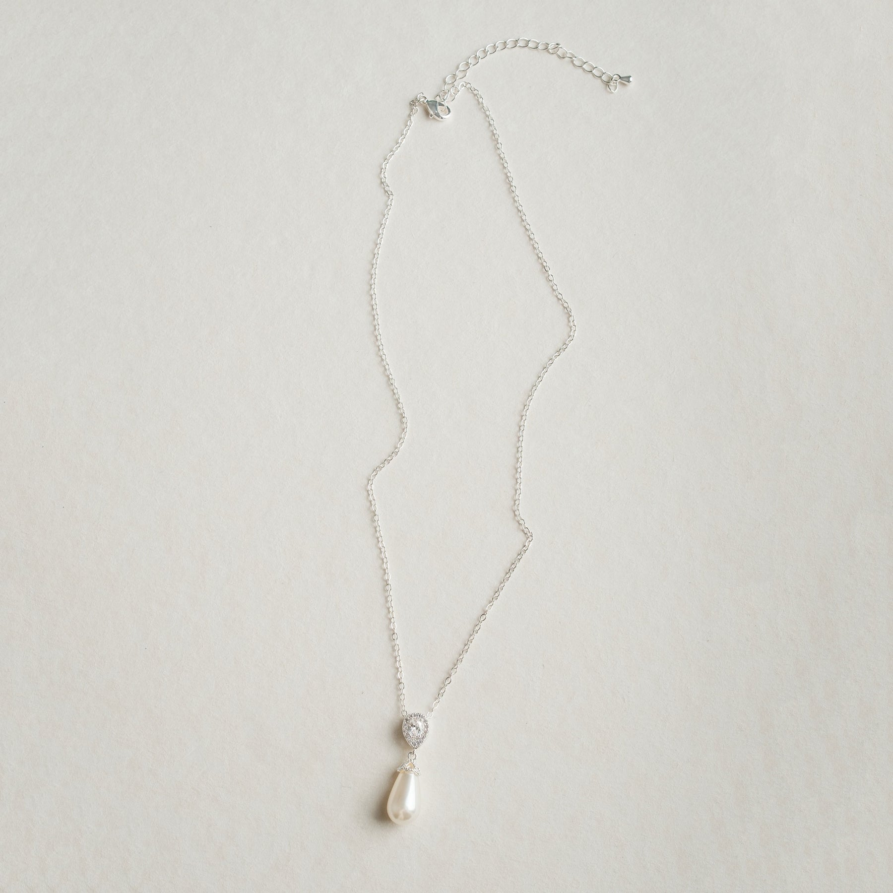 Noemi I Teardrop Pearl Earrings and Necklace Set in Sterling Silver - Elegant Jewelry for Weddings, Parties & Special Occasions
