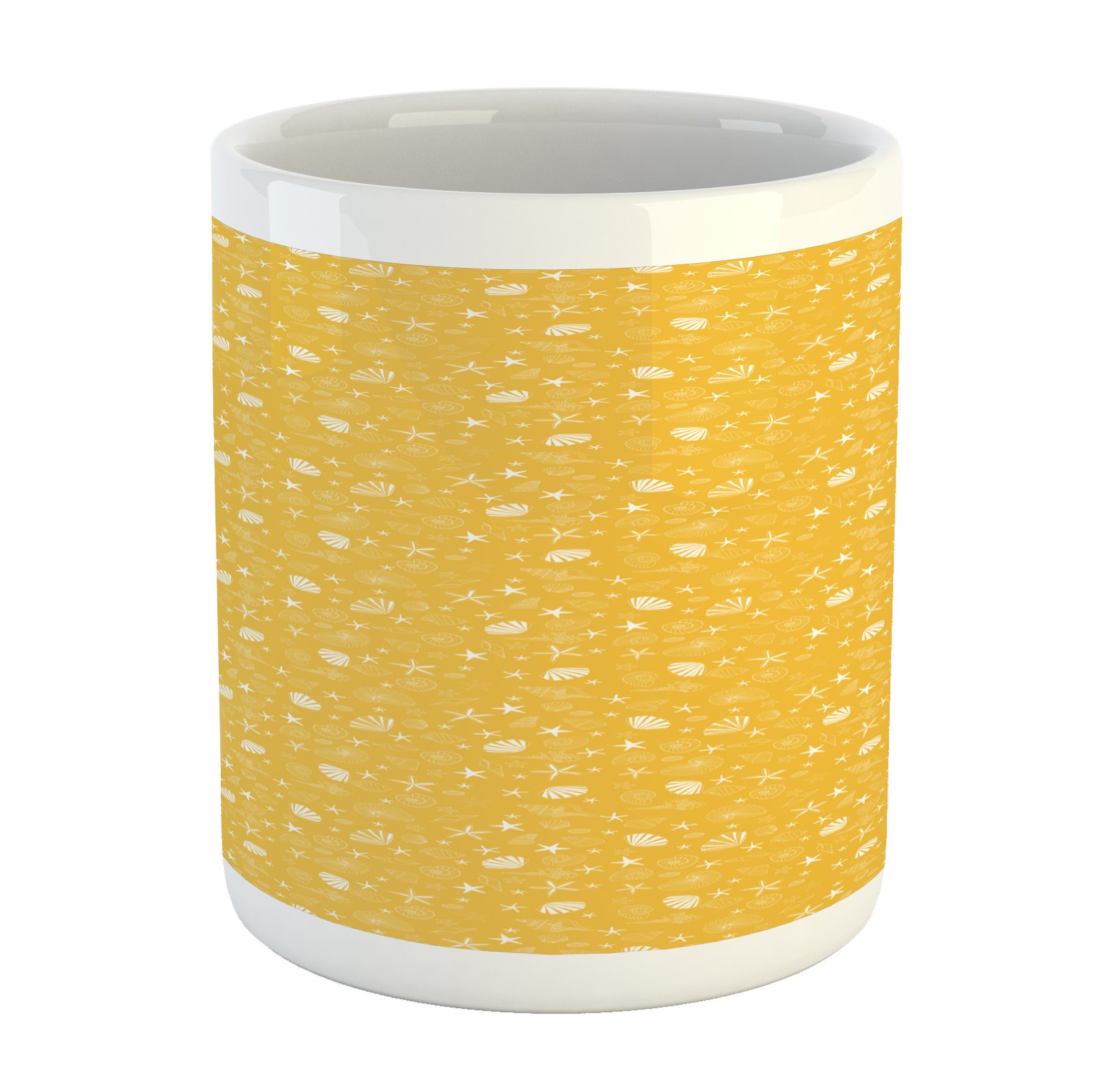 Tropical Summer Ceramic Mug - Yellow & White Ocean Theme for Coffee & Tea