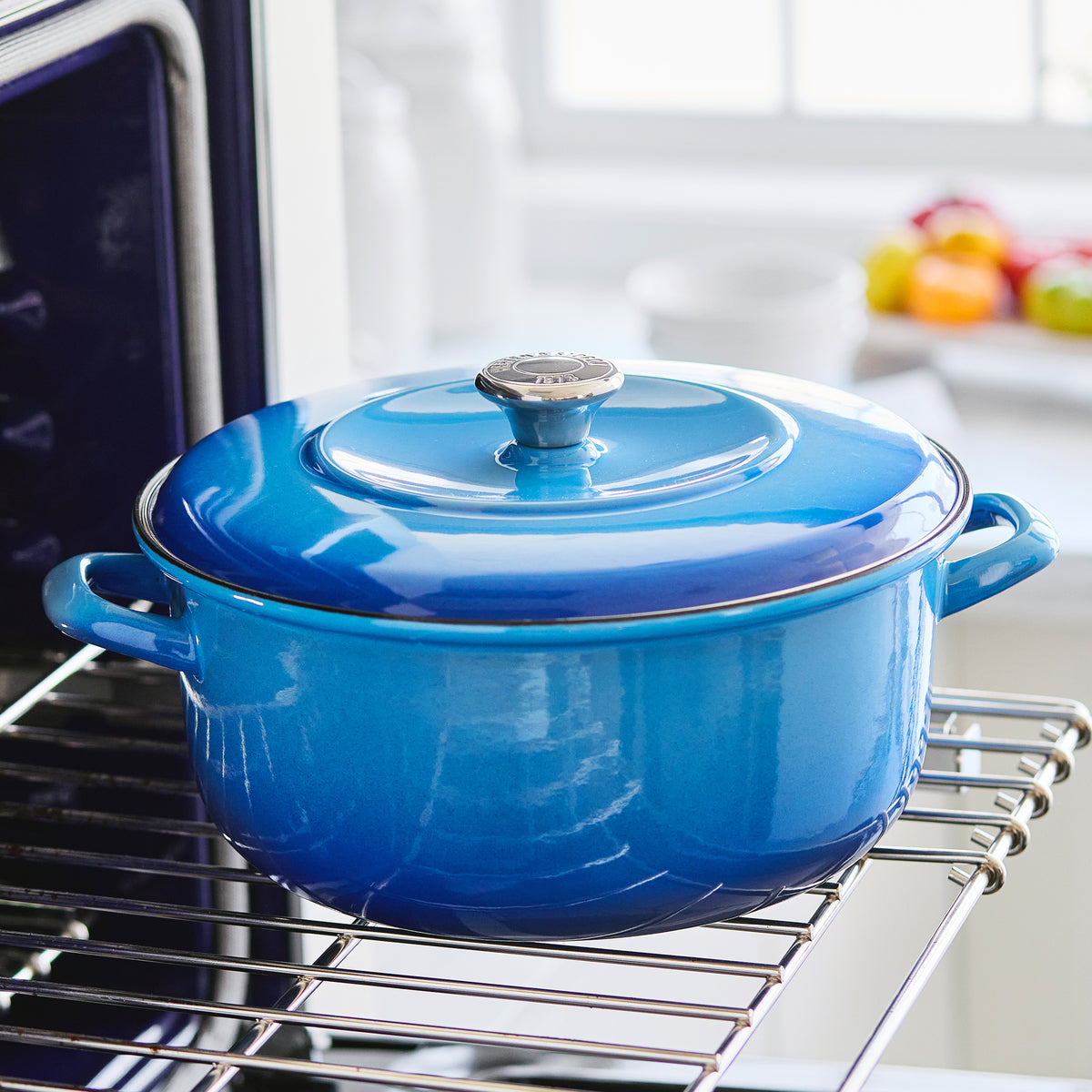 Merten & Storck Enameled Cast Iron Dutch Oven 7 Quart - Azure Blue | Heavy Duty Cookware for Braising, Baking & Slow Cooking | Perfect for Soups, Stews & Bread Making