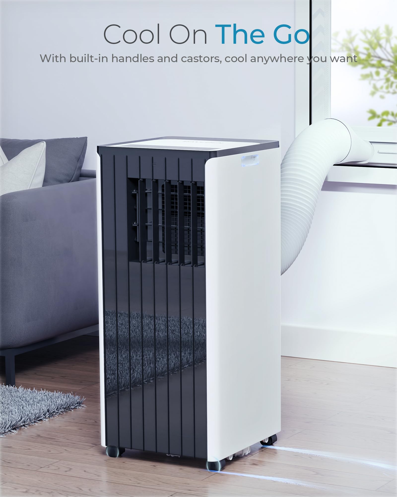 10,000 BTU Portable Air Conditioner with Dehumidifier & Fan - Cools Rooms Up to 350 Sq.Ft - 24H Timer & Remote Control - Includes Window Mount Kit - Perfect for Bedrooms, Offices & Small Apartments